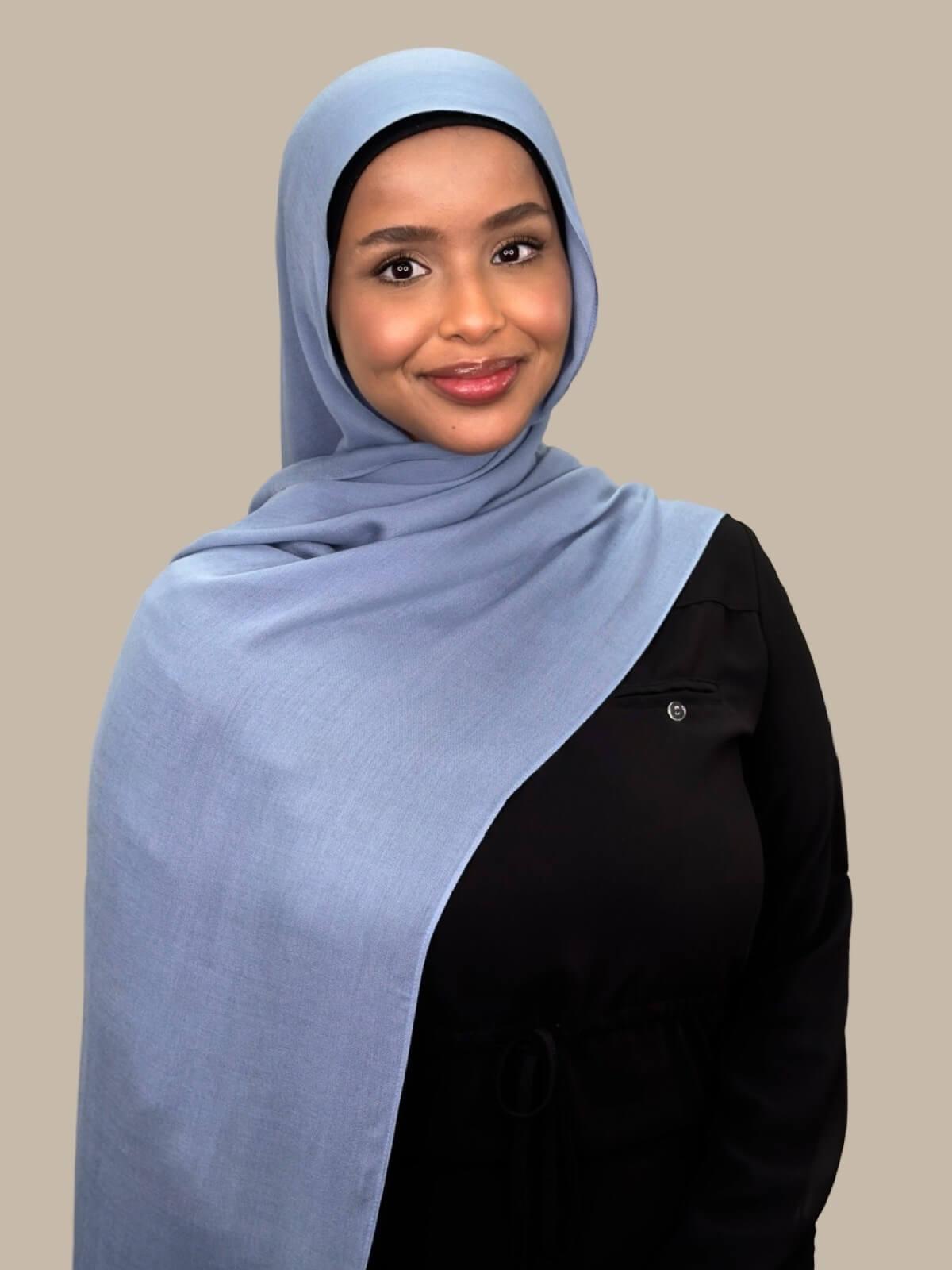 Cotton Modal Hijab-Steel Blue
