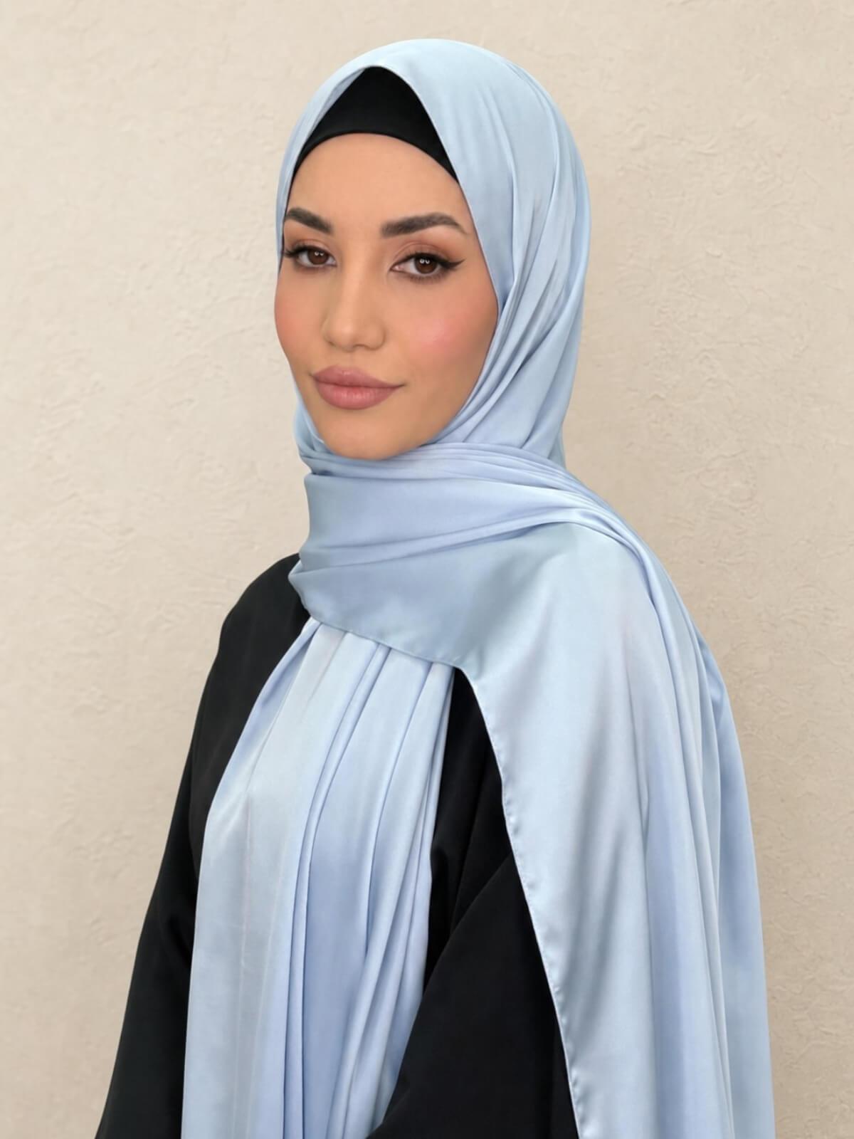 Premium Satin Hijab-Powder Blue