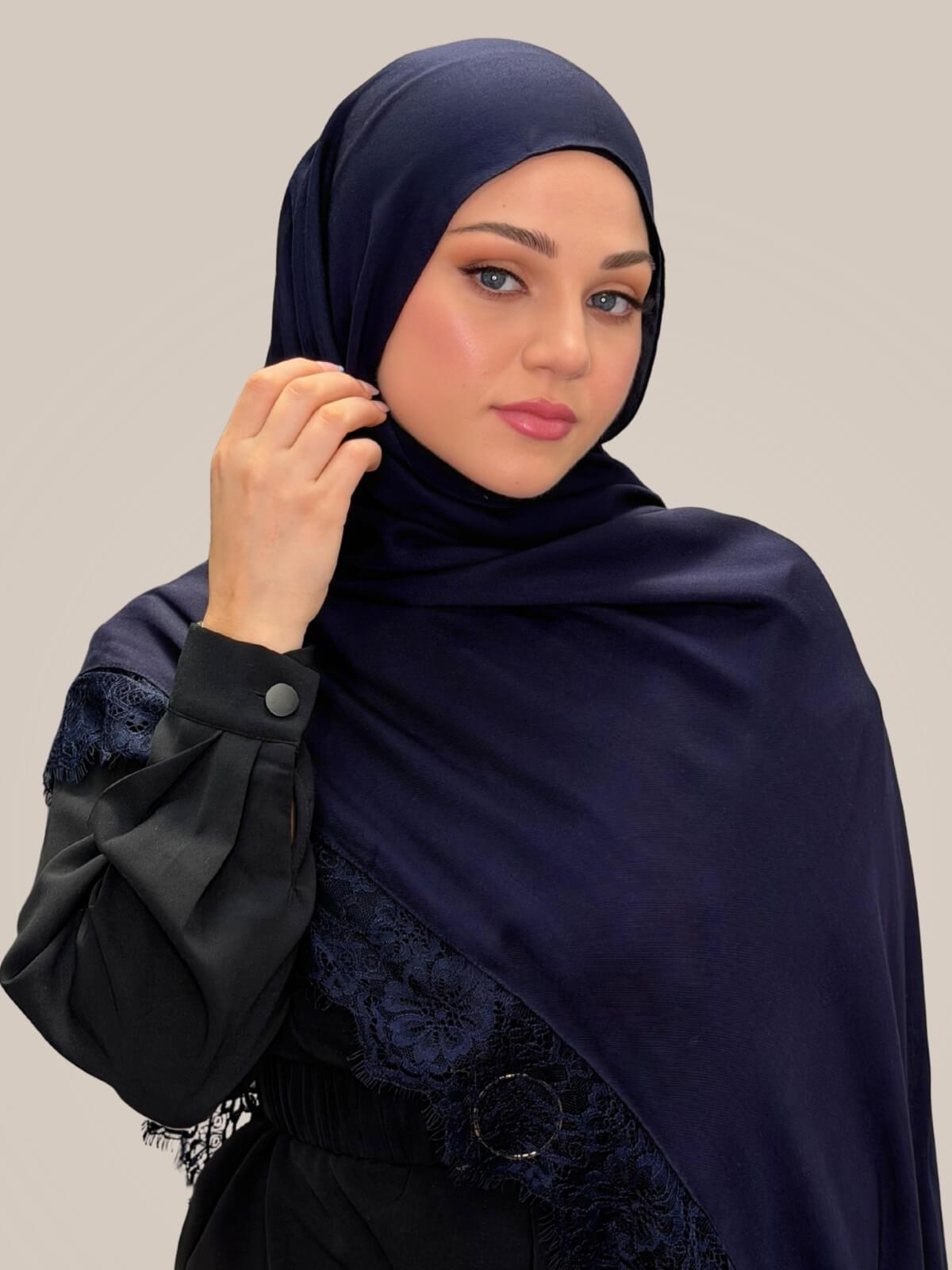 Lace Cotton Modal Hijab-Blue Hour
