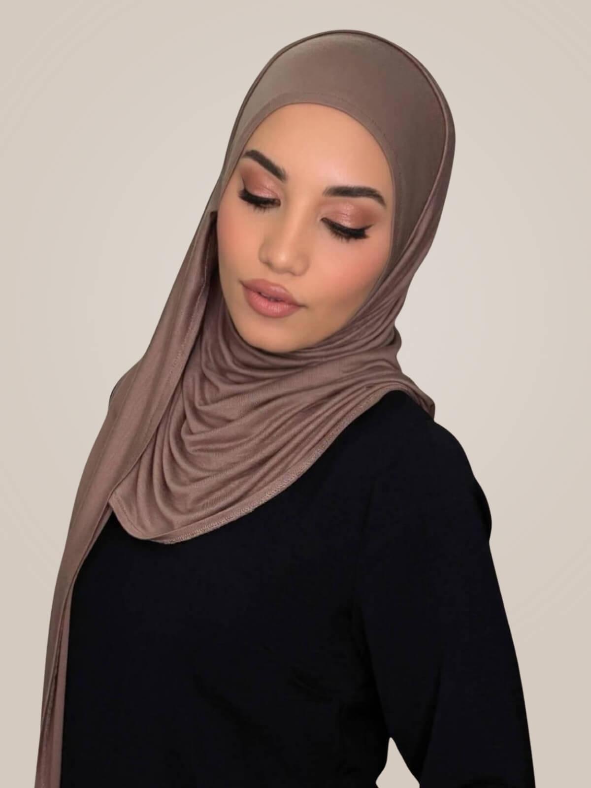 Pre-Sewn Jersey Hijab-Truffle