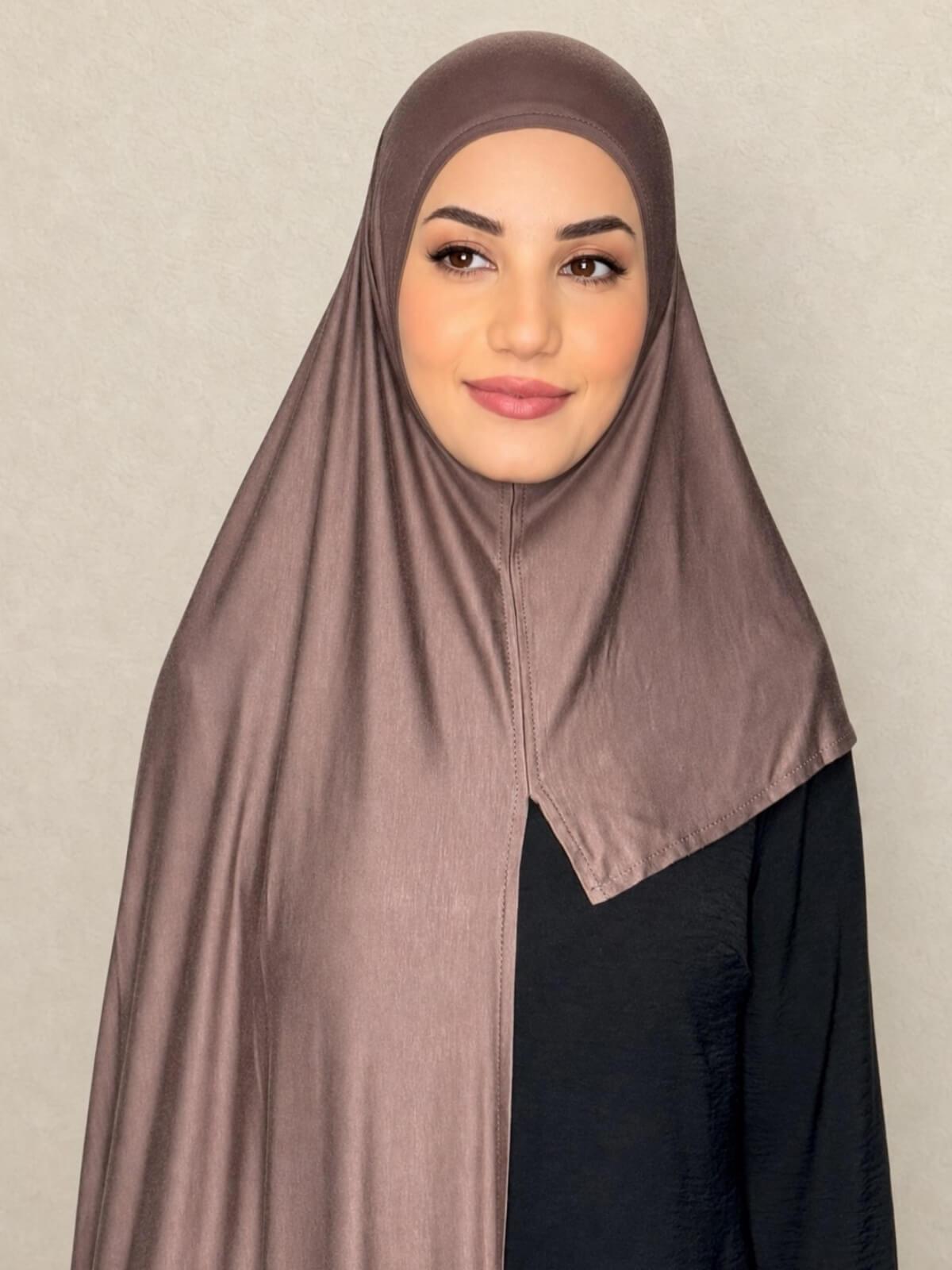 Pre-Sewn Jersey Hijab-Mocha Brown