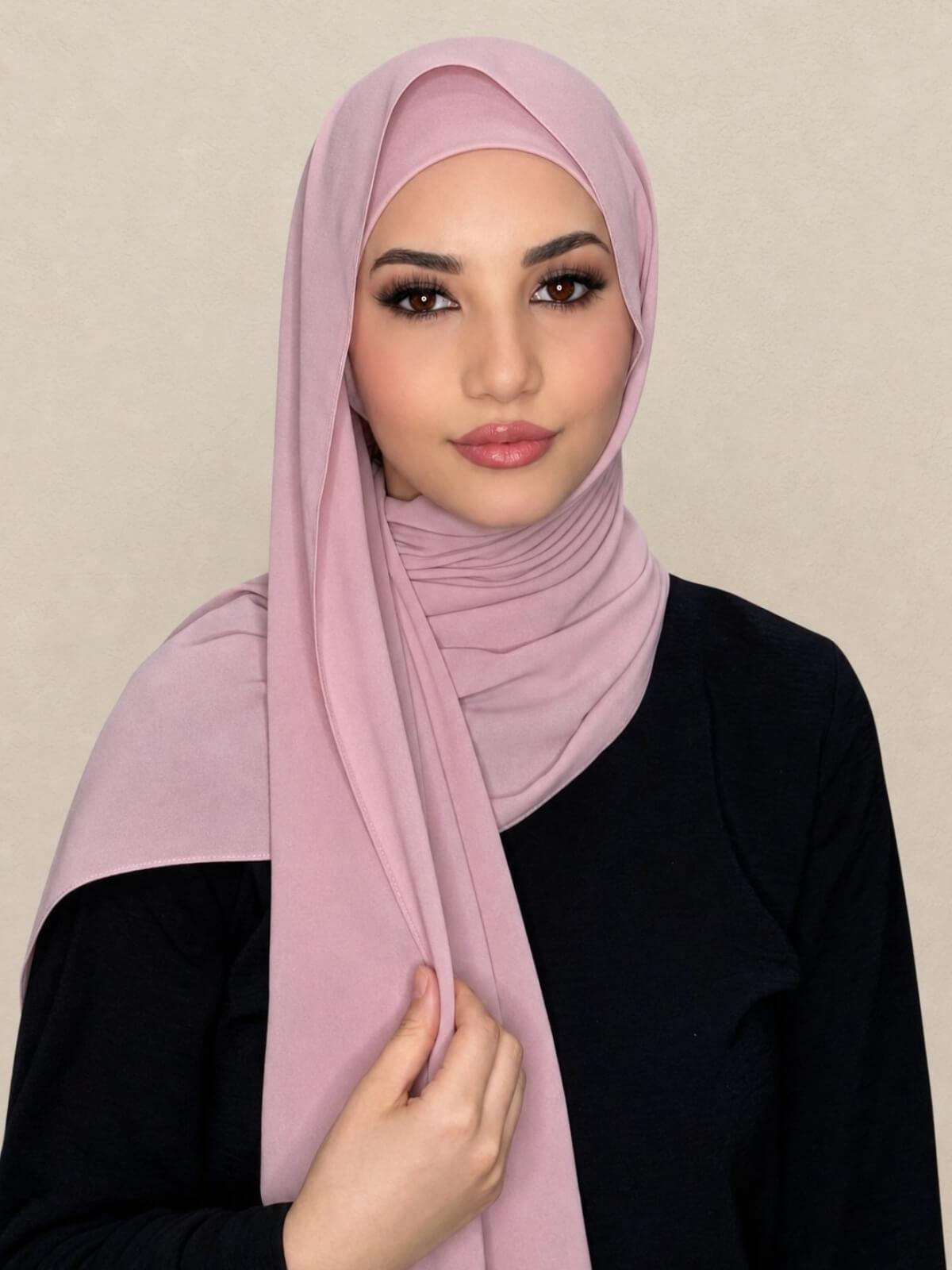Matching Chiffon Hijab Set-Blush Rose