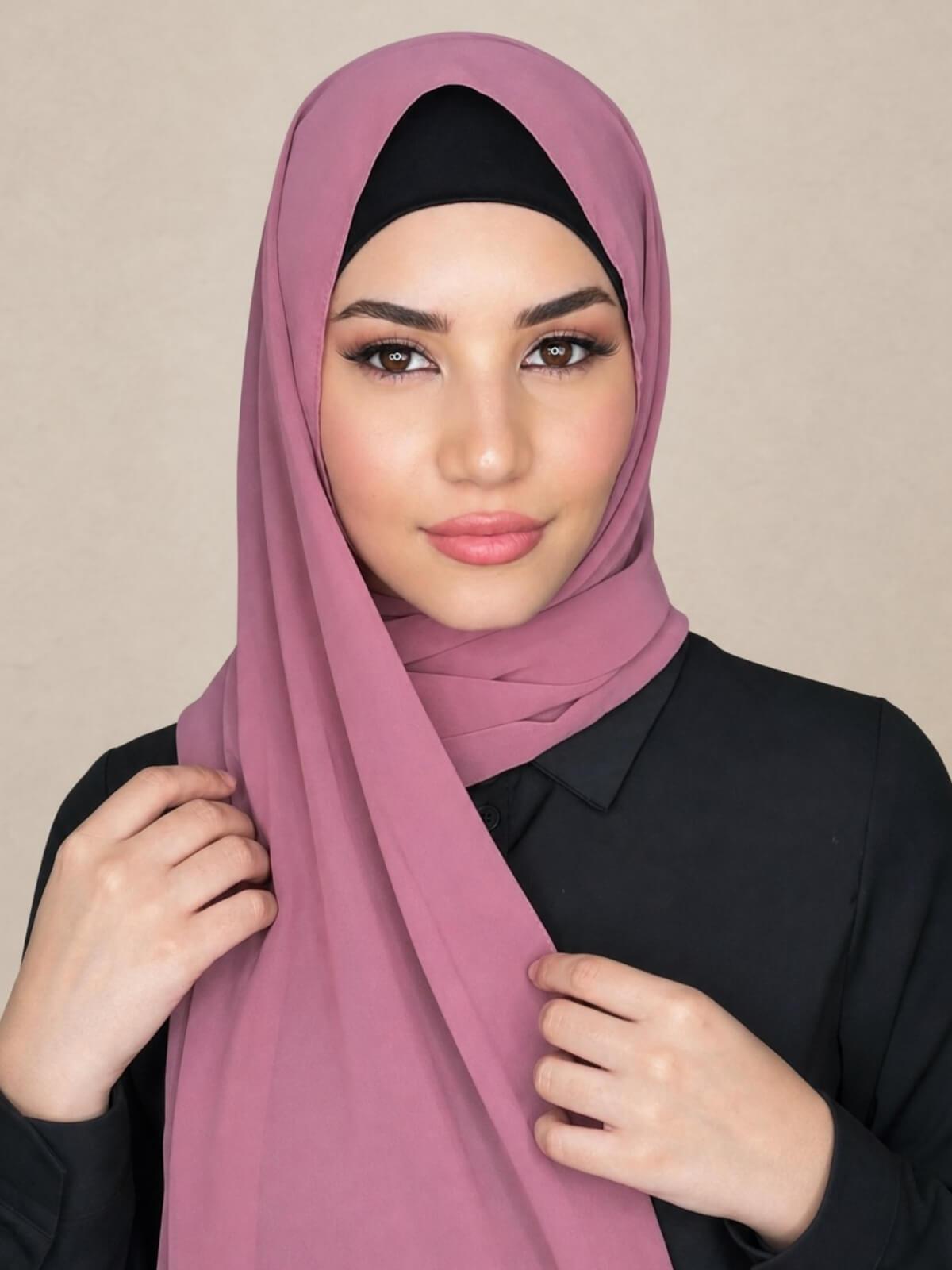 Luxury Chiffon Hijab-Pale Rose