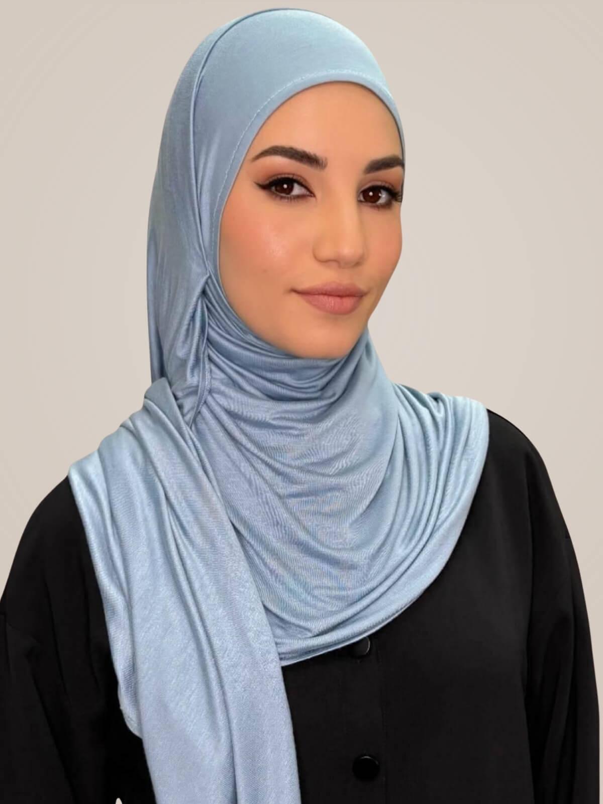 Pre-Sewn Jersey Hijab-Dusty Blue
