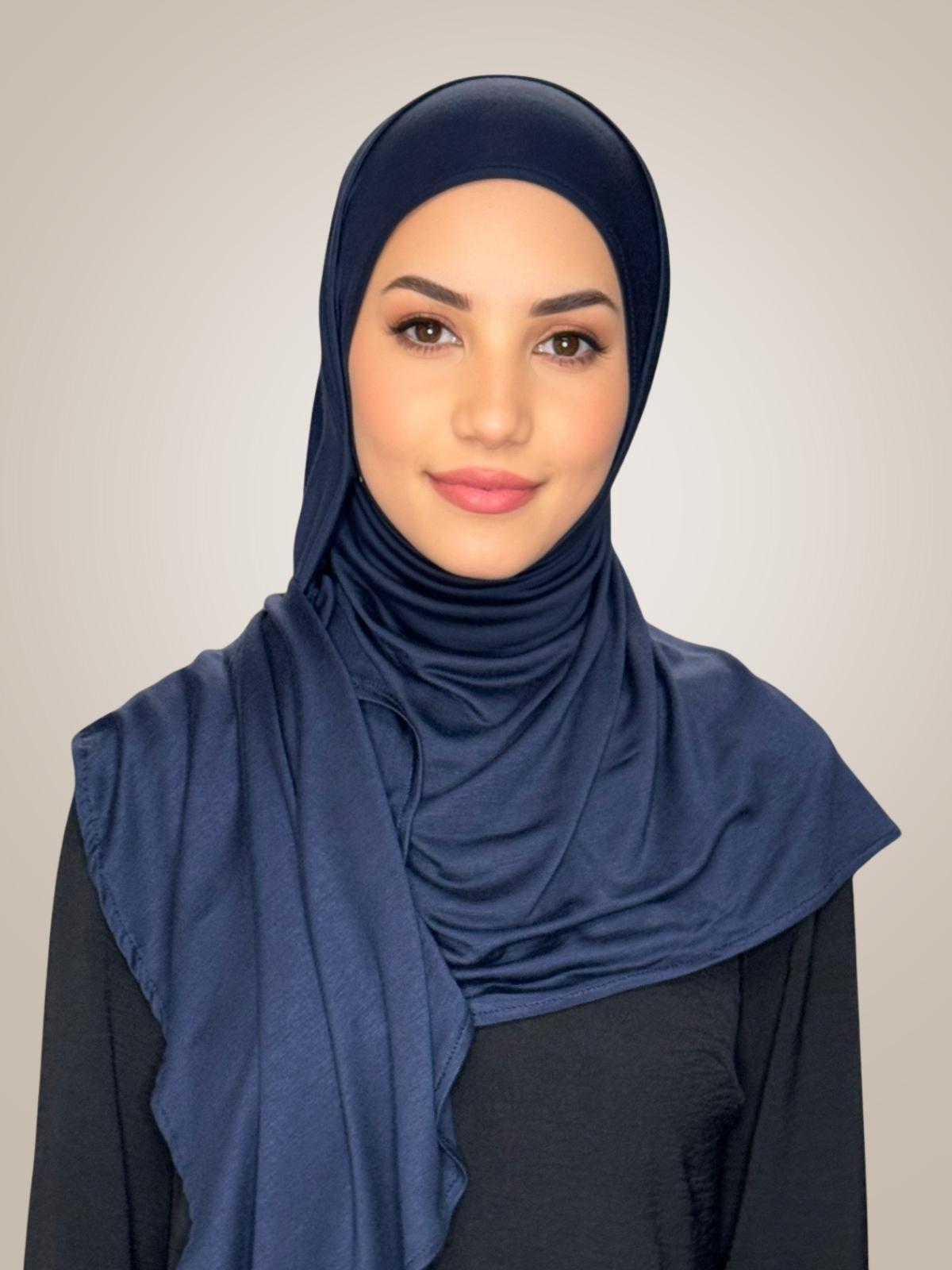 Pre-Sewn Jersey Hijab-Navy