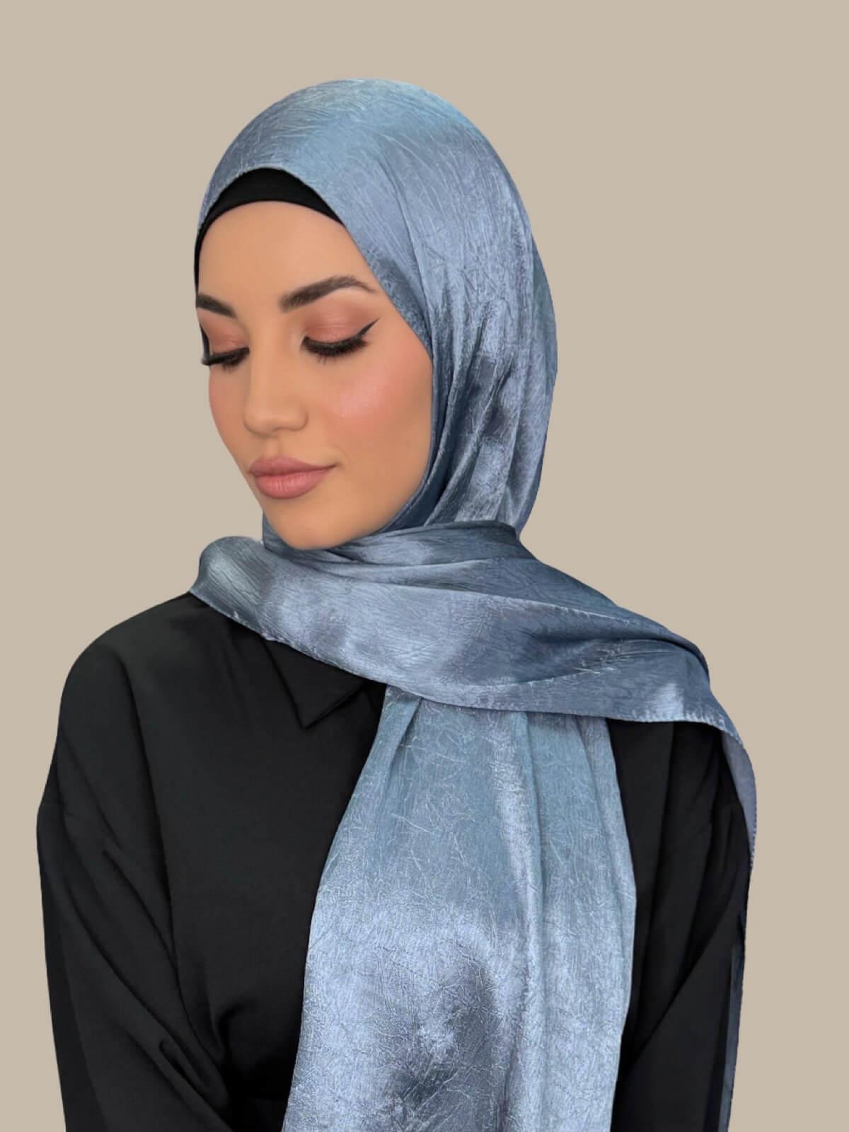 Classic Satin Hijab-Jean Blue