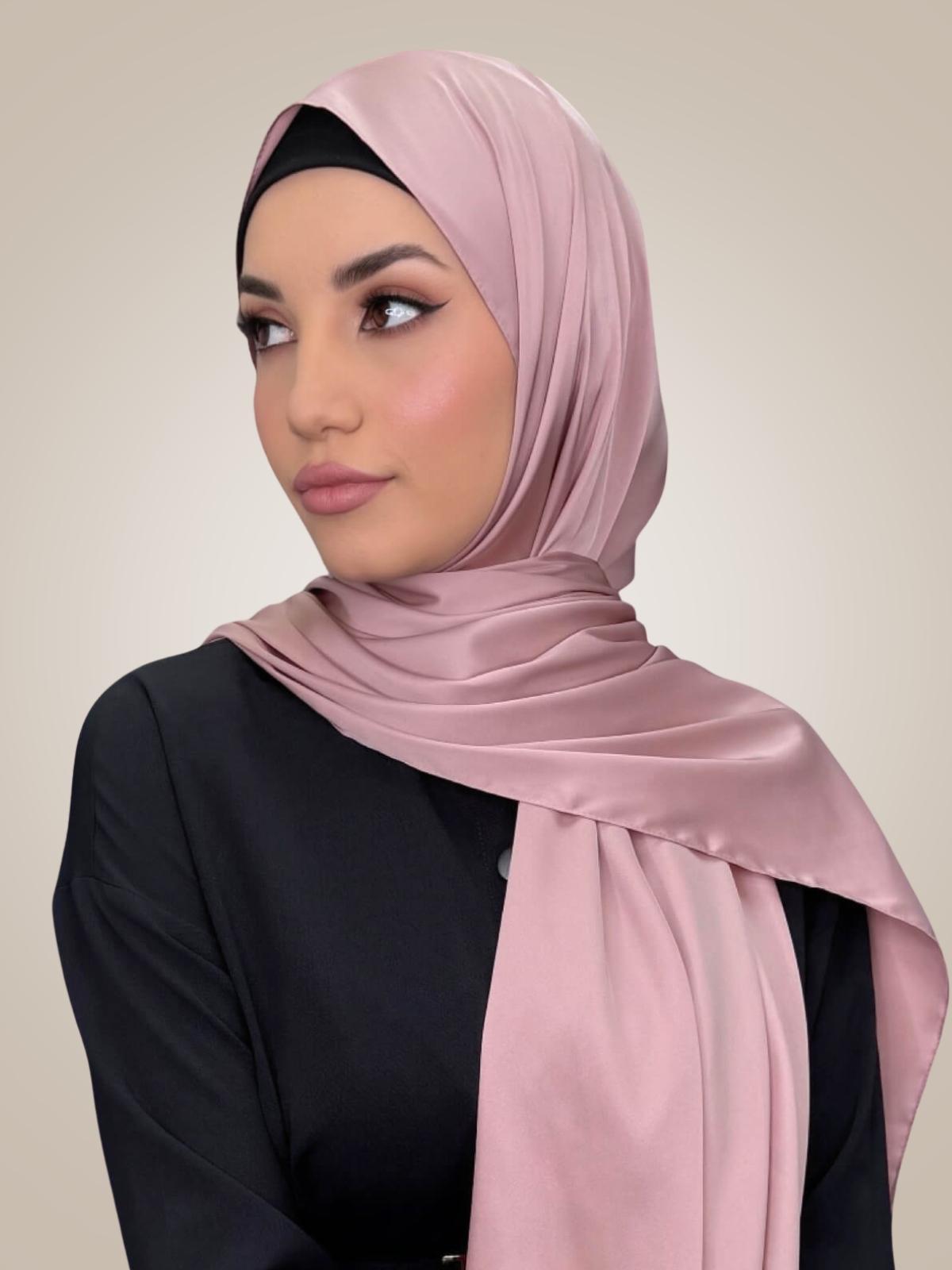 Premium Satin Hijab-Truffle Rose