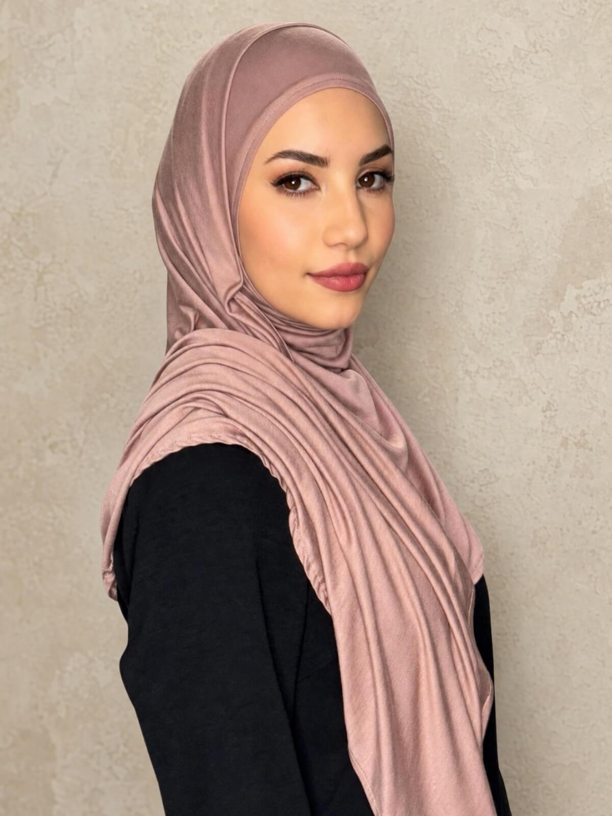 Pre-Sewn Jersey Hijab-Dusty Rose