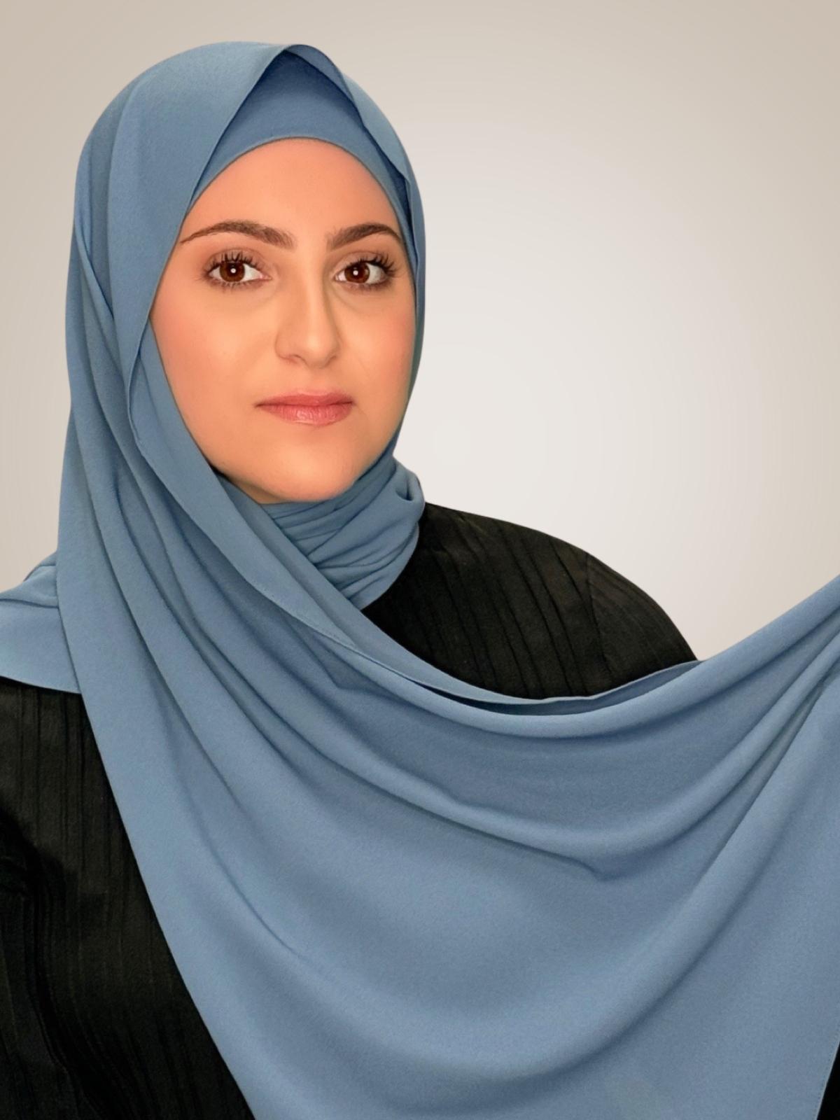 Modish Girl Matching Chiffon Hijab Set-Cool Blue