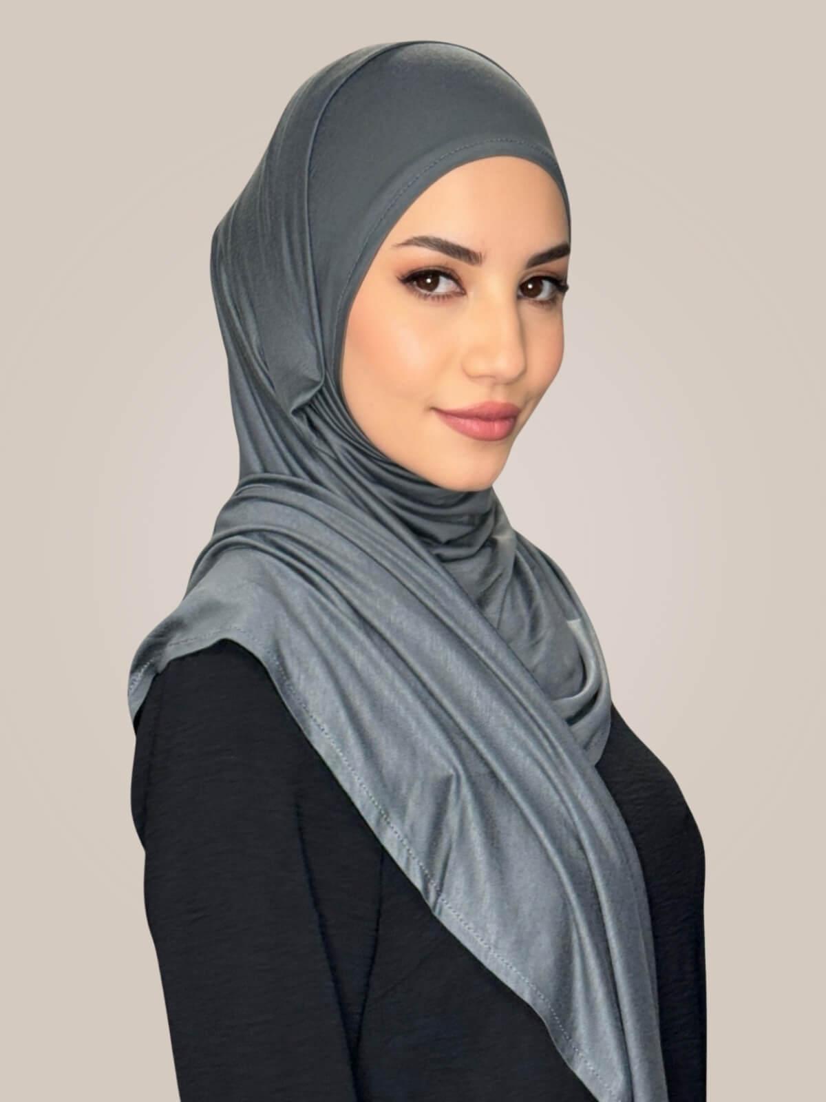 Pre-Sewn Jersey Hijab-Pebble Grey
