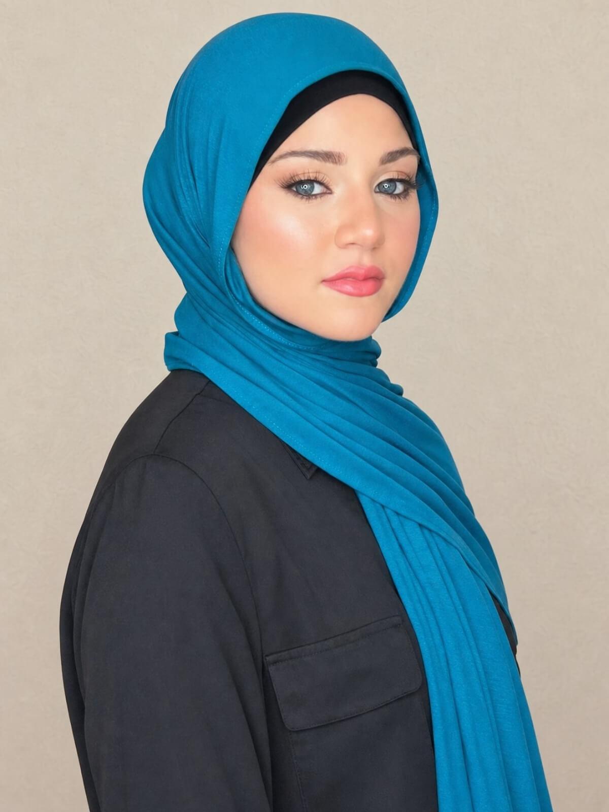 Classic Jersey Hijab-Peacock