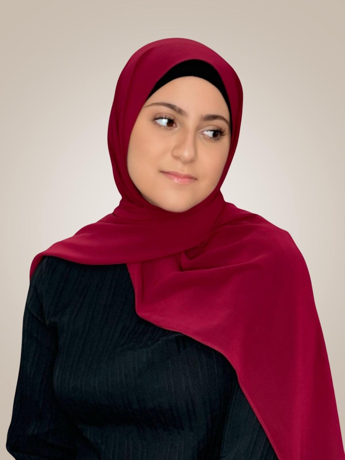 Modish Girl Luxury Chiffon Hijab-Berry Red