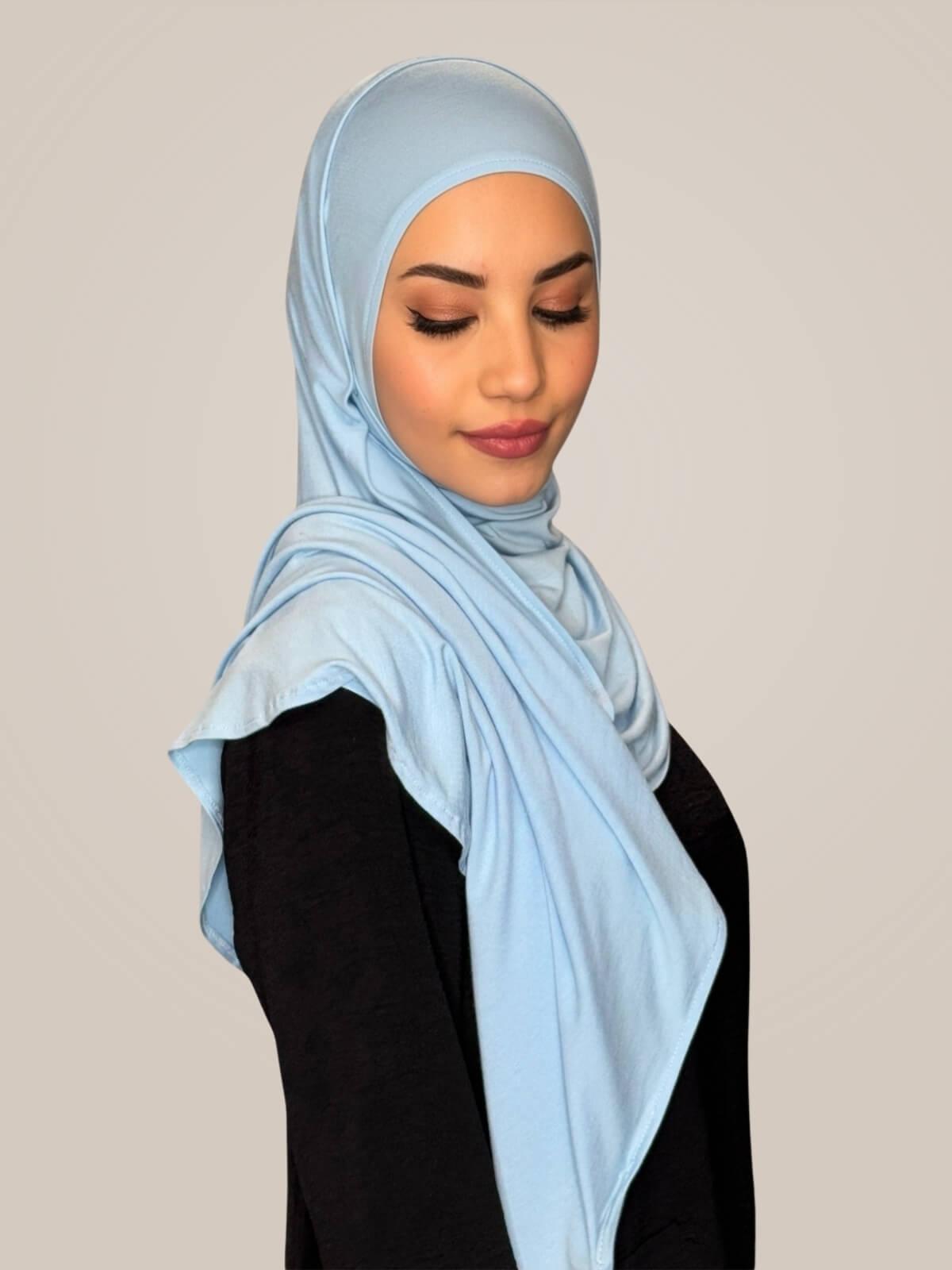 Pre-Sewn Jersey Hijab-Baby Blue