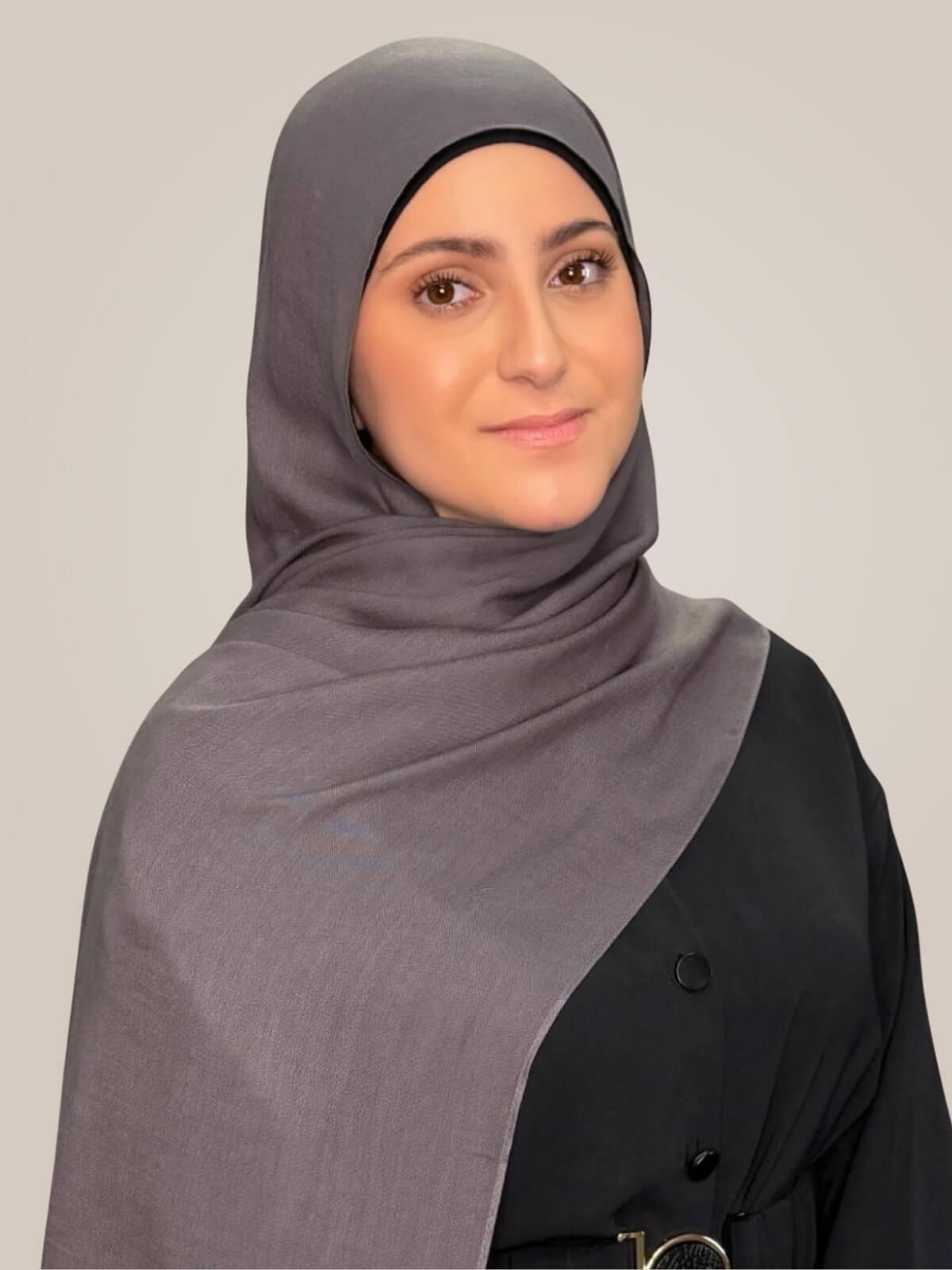 Modish Girl Cotton Modal Hijab-Graphite Grey
