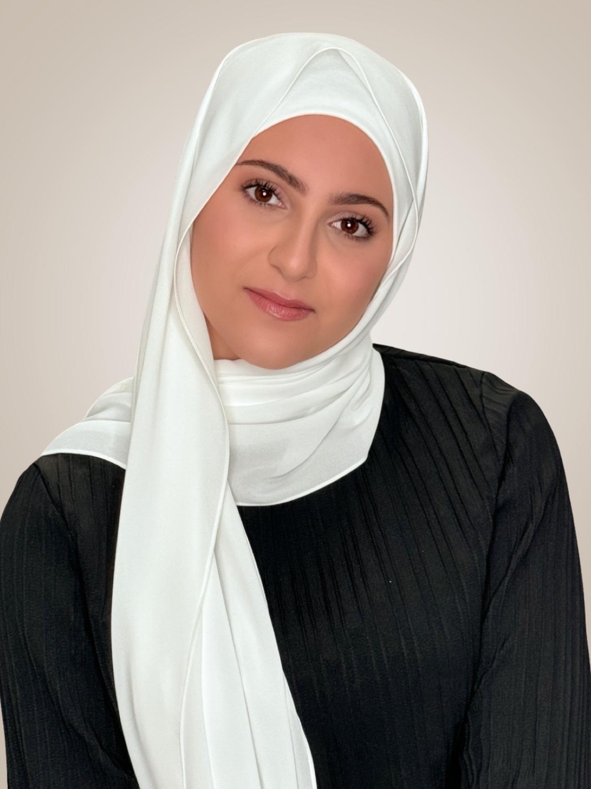 Modish Girl Matching Chiffon Hijab Set-White