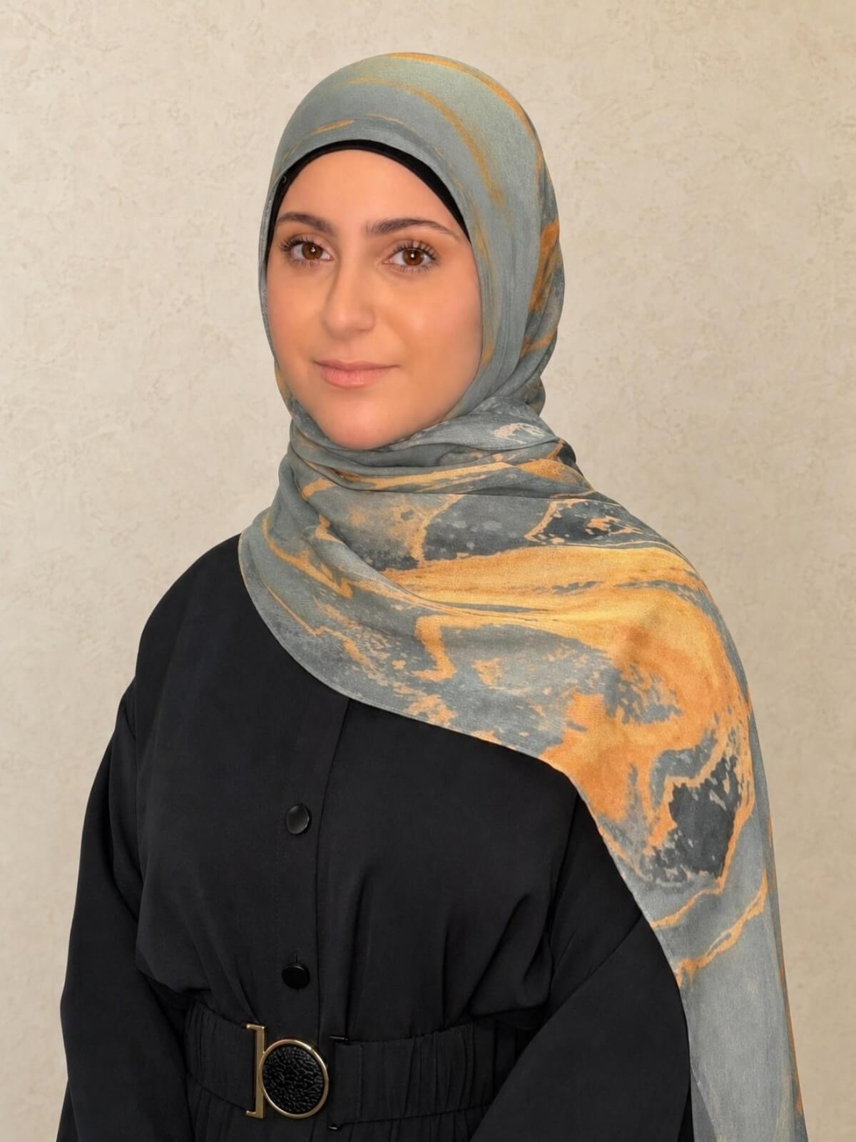 Modish Girl Print Modal Hijab-Vienna Grey