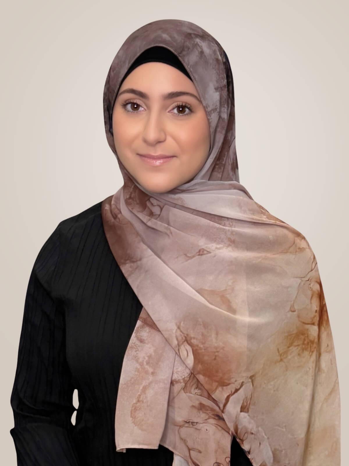 Modish Girl Printed Chiffon Hijab- Desert Dust