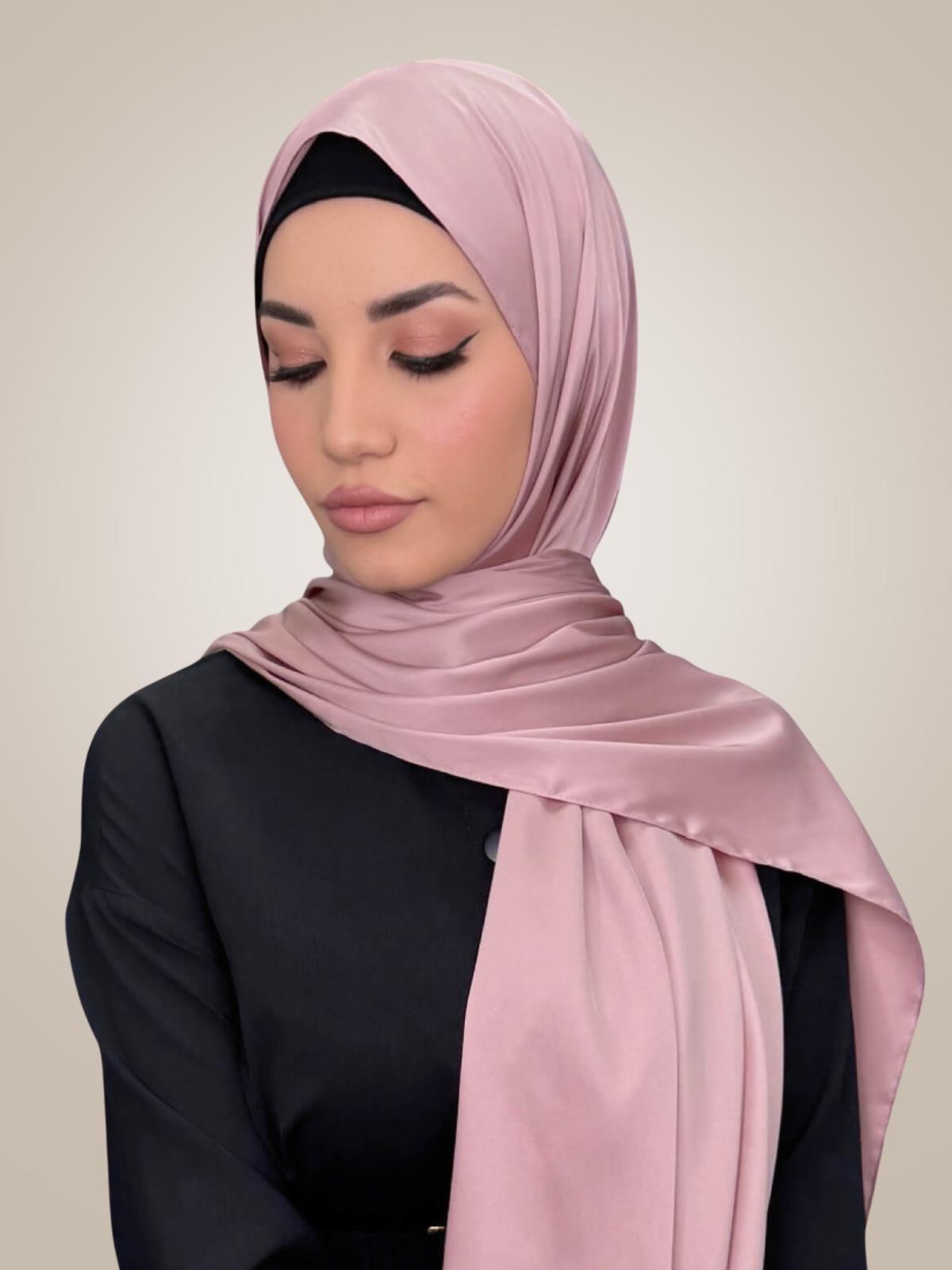 Premium Satin Hijab-Truffle Rose