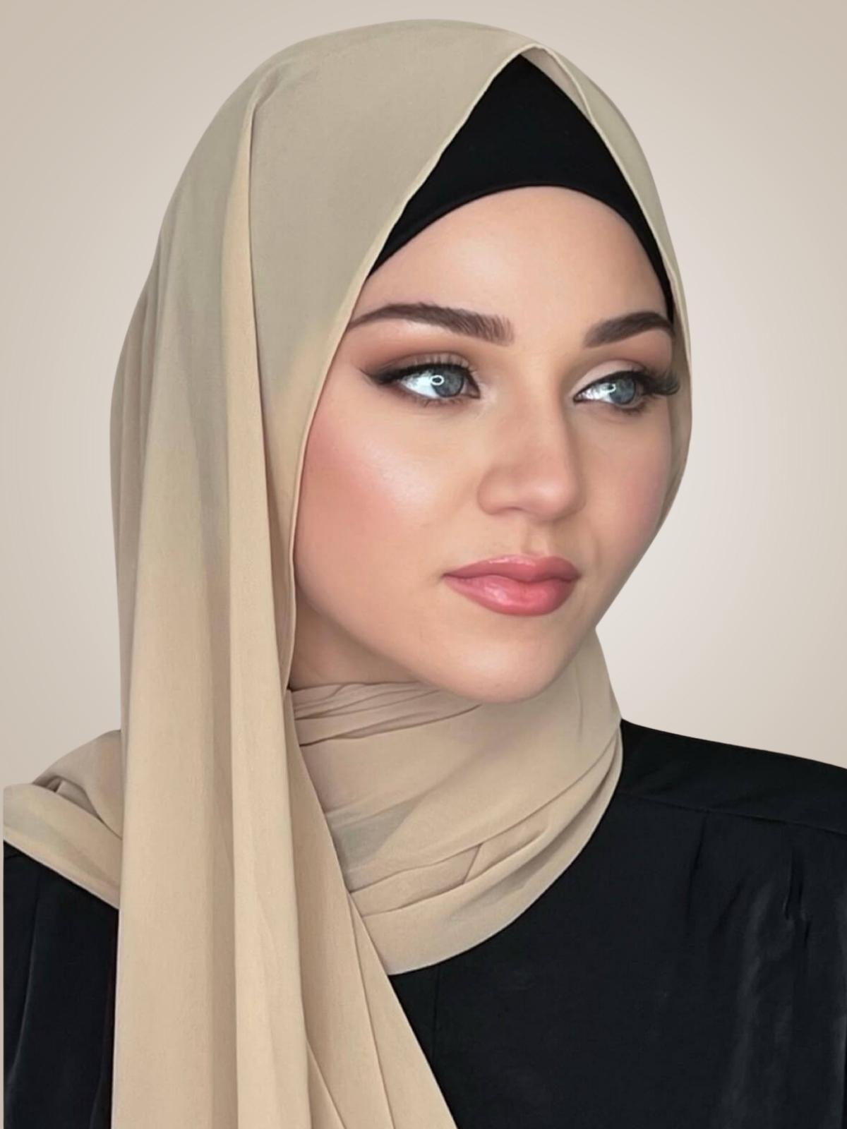 Luxury Chiffon Hijab-Frosted Almond