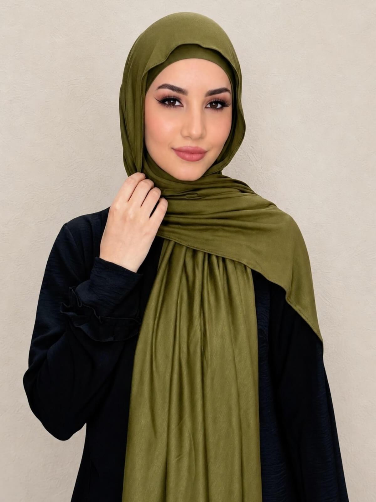 Premium Jersey Hijab-Olive Green