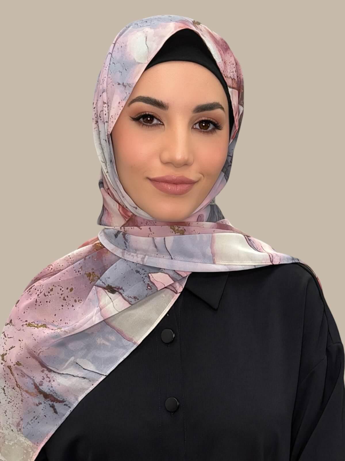 Printed Chiffon Hijab-Blush Quartz
