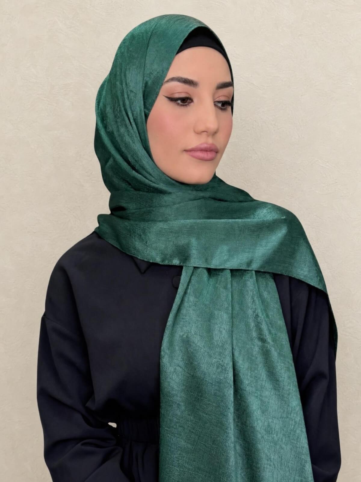 Classic Satin Hijab-Dark Green
