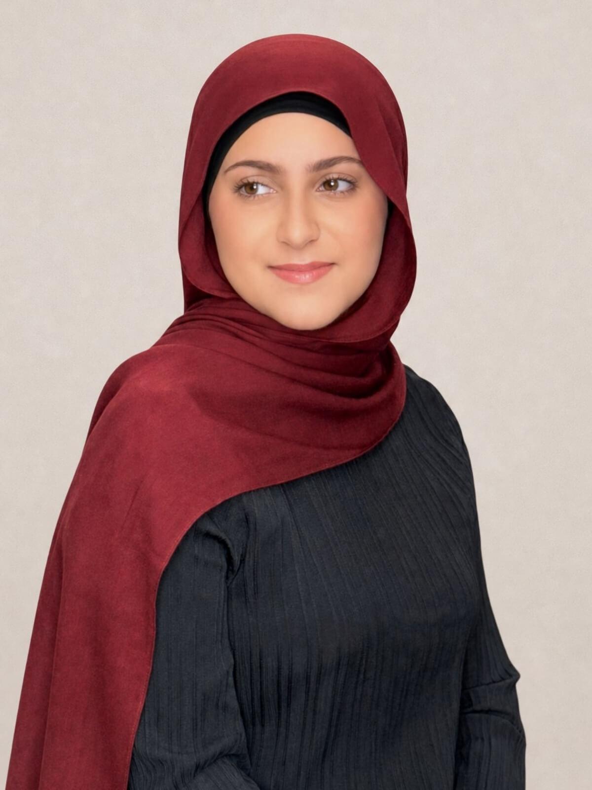 Modish Girl Cotton Modal Hijab-Royal Burgundy