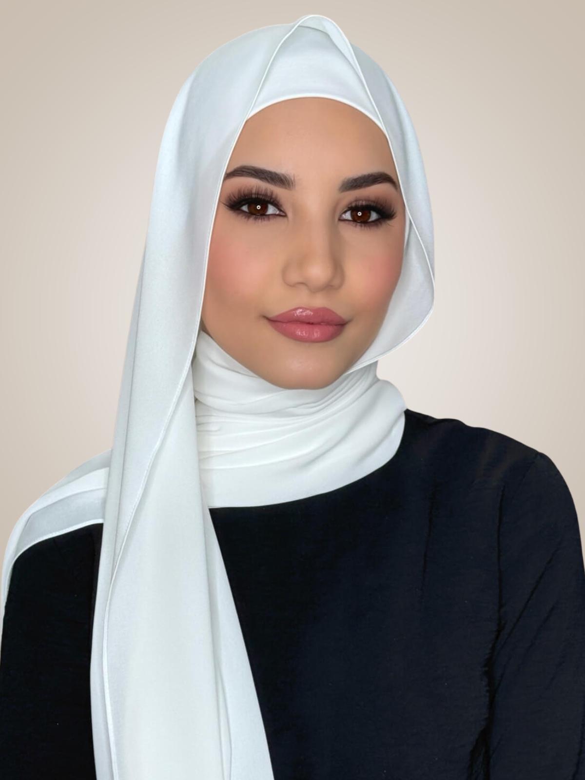 Matching Chiffon Hijab Set-White