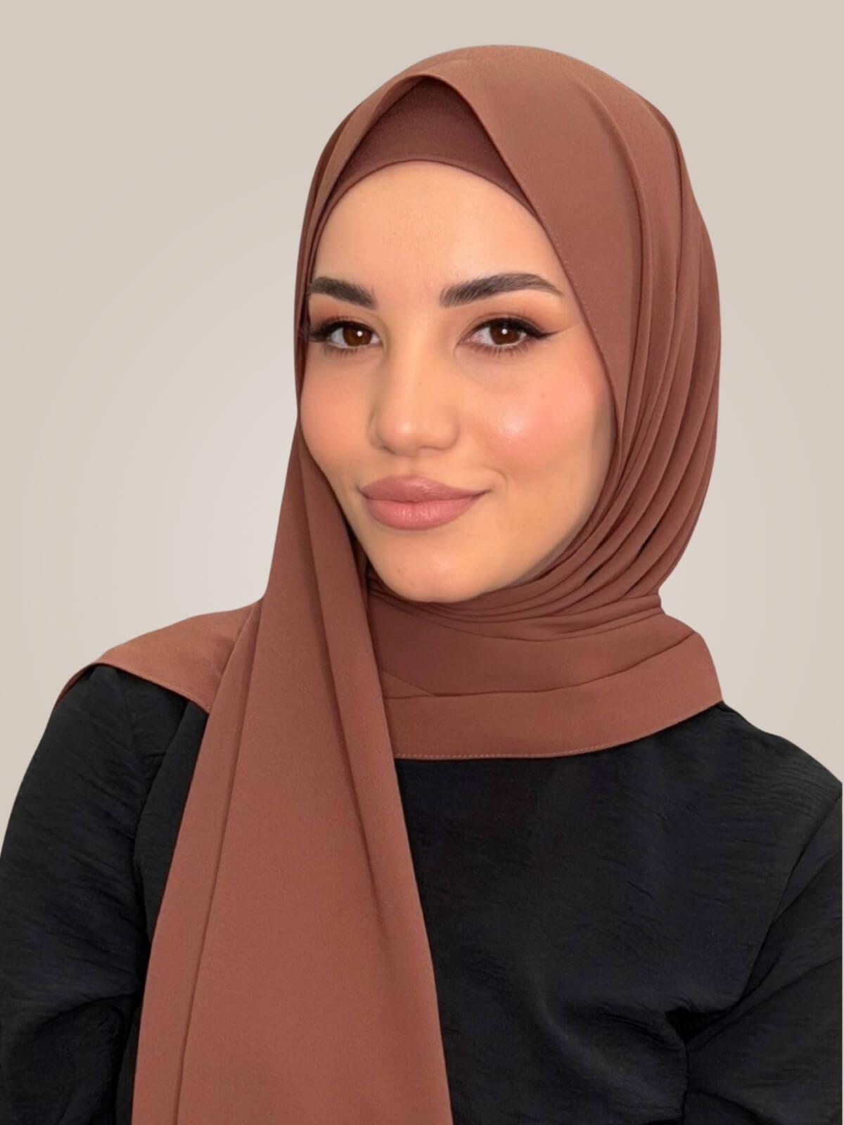 Matching Chiffon Hijab Set-Burnt Redwood