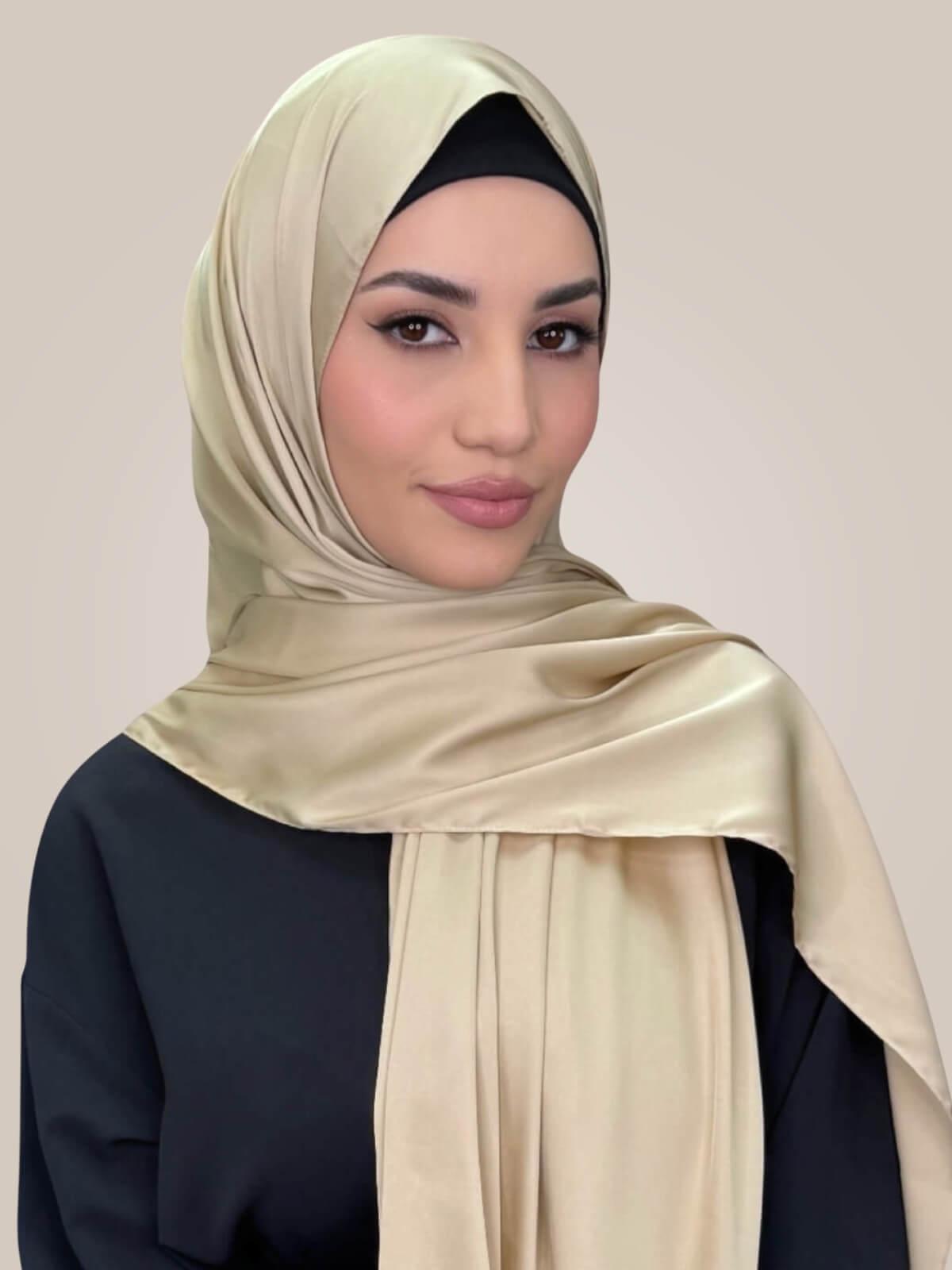 Premium Satin Hijab-Soft Gold