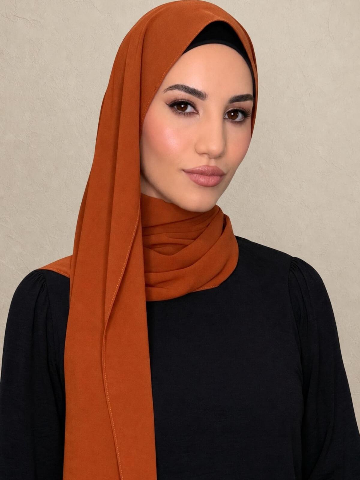 Classic Chiffon Hijab-Burnt Orange