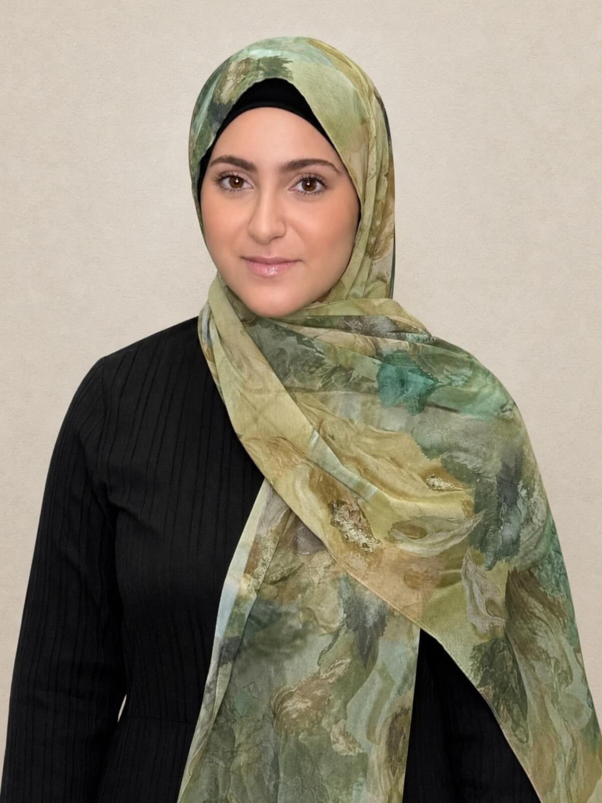 Modish Girl Printed Chiffon Hijab- Willow Drift