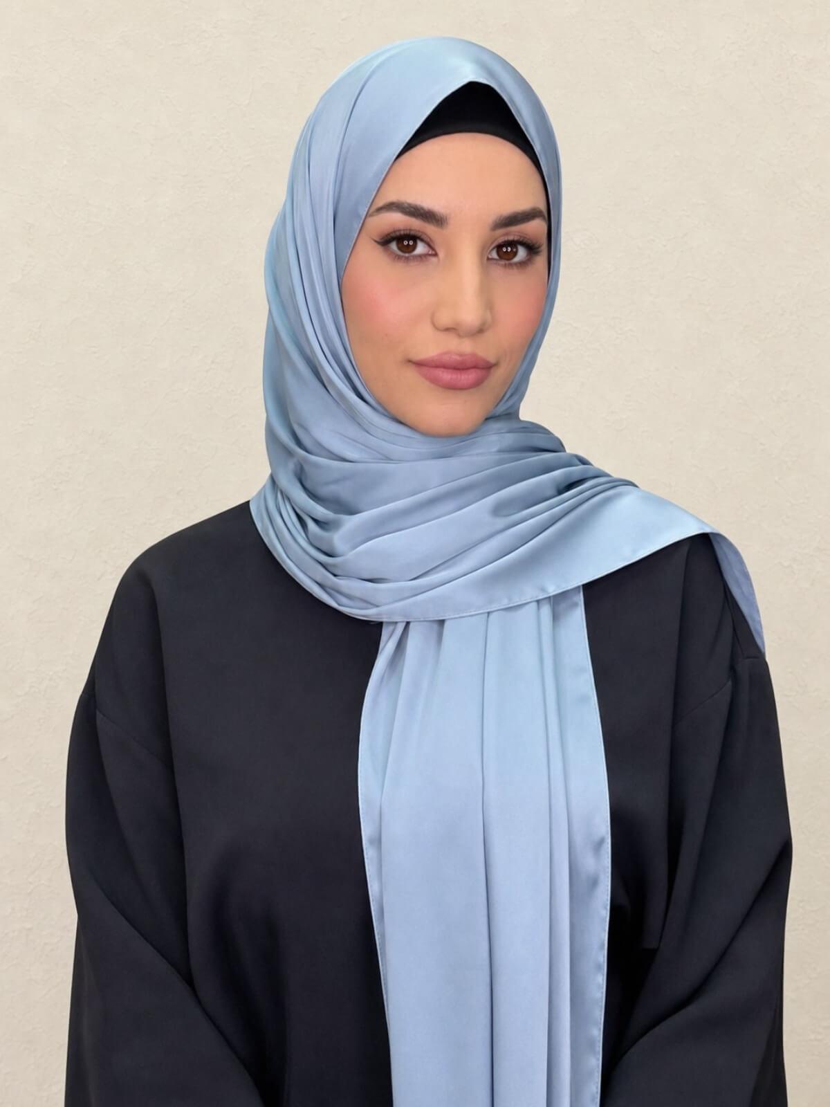 Premium Satin Hijab-Denim Dust