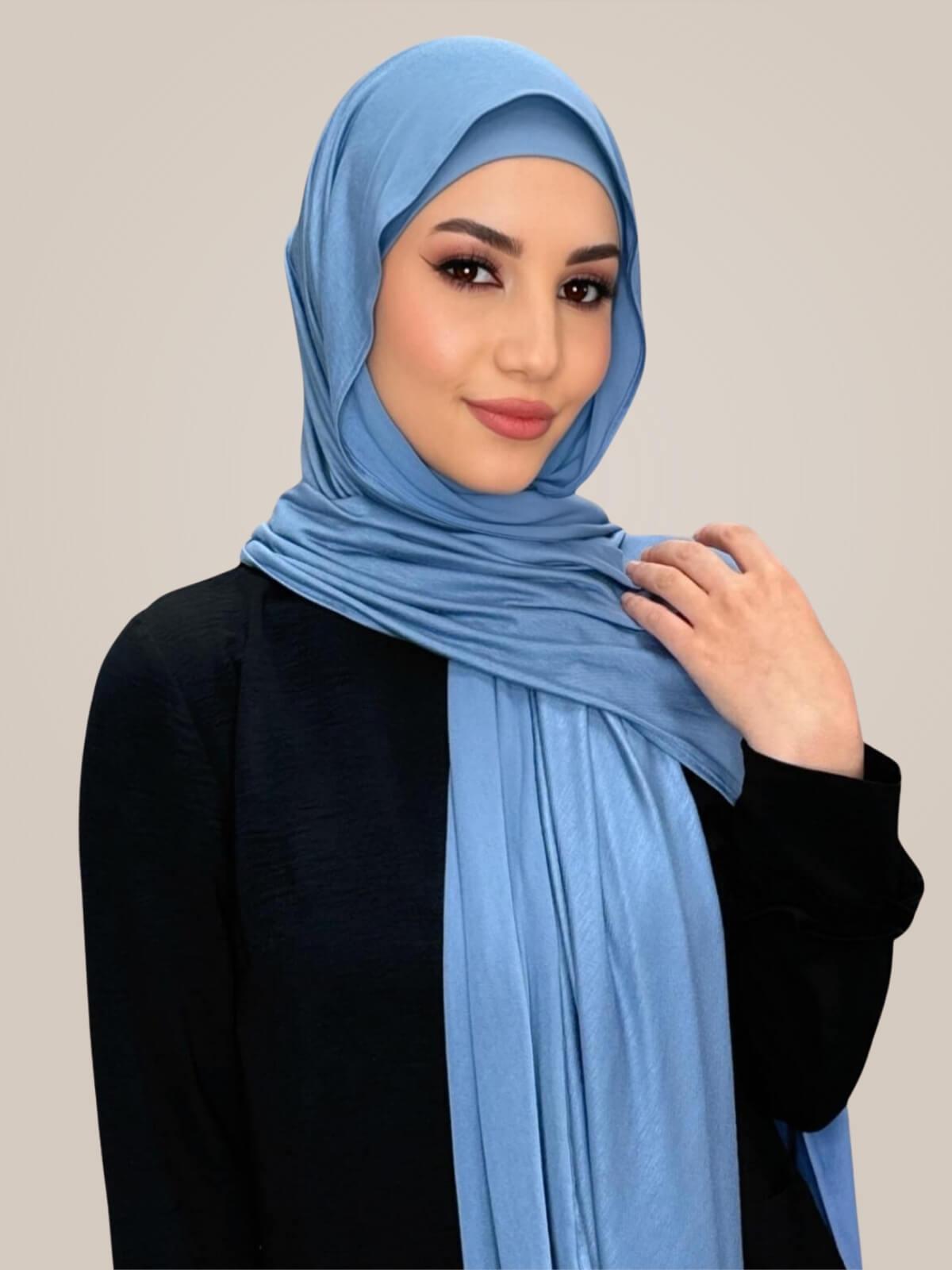 Premium Jersey Hijab-Blue Grey