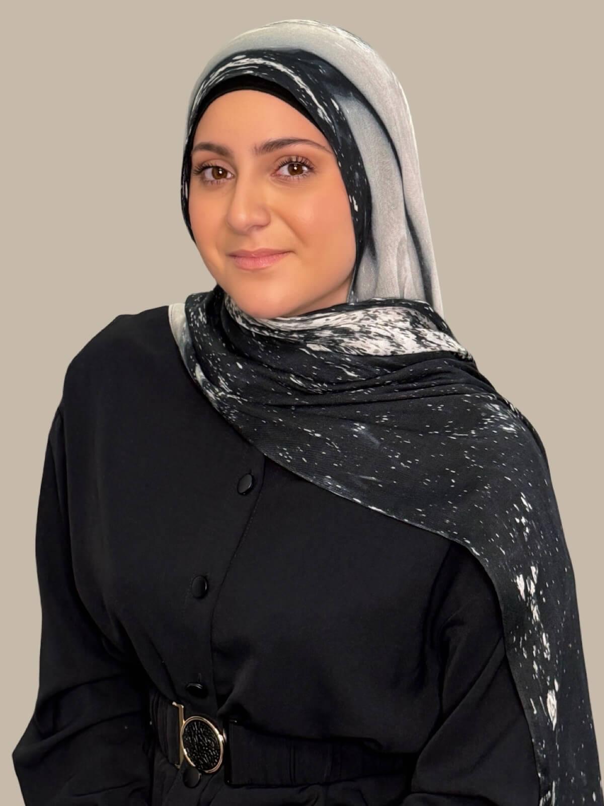 Modish Girl Print Modal Hijab-Milan Noir