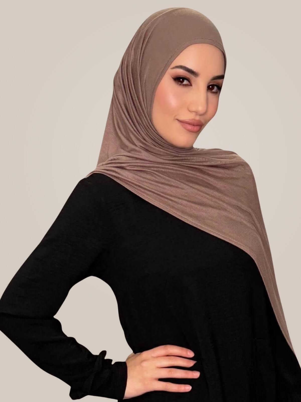 Pre-Sewn Jersey Hijab-Truffle
