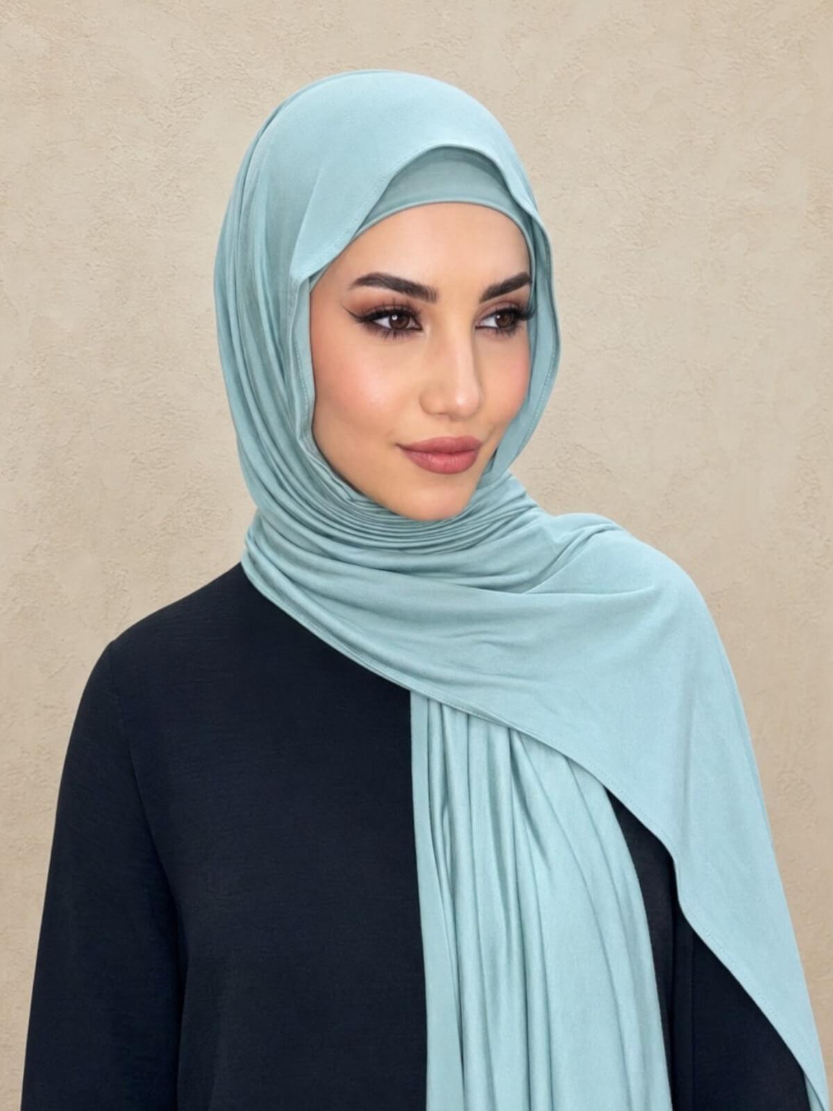 Premium Jersey Hijab-Pale Cyan