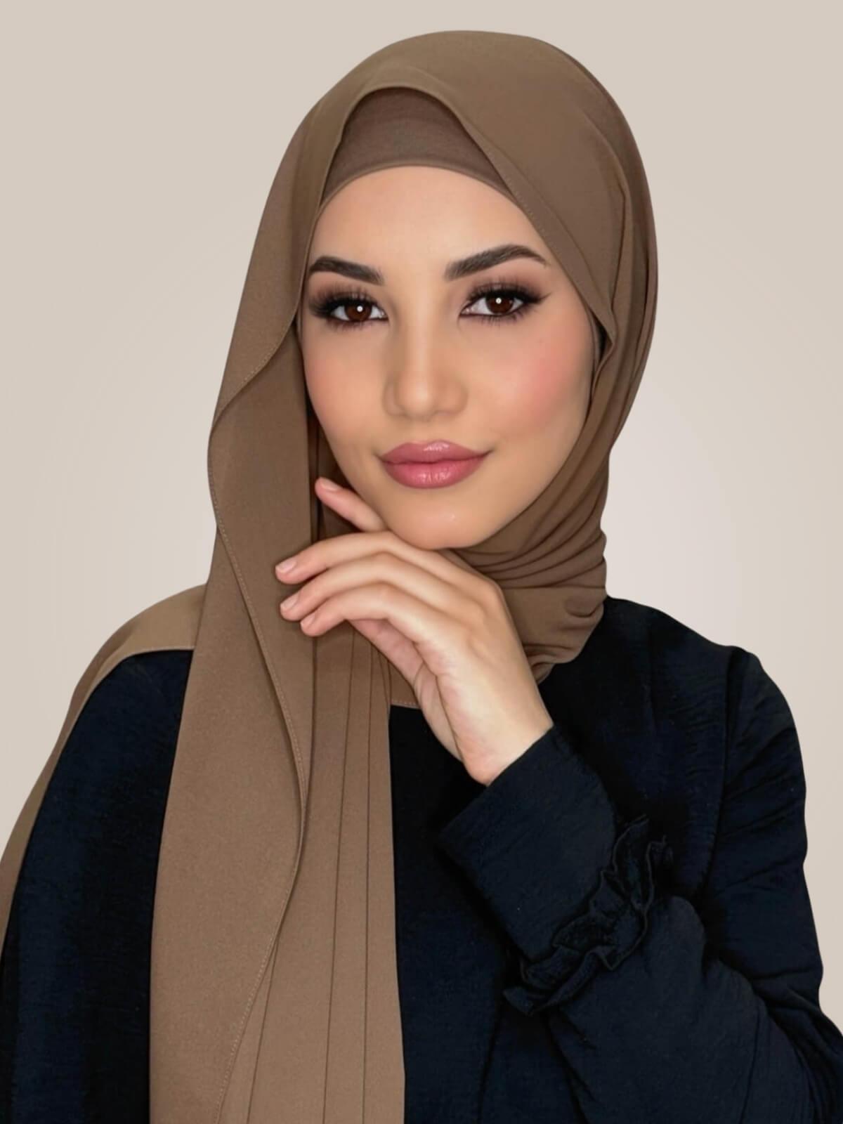 Matching Chiffon Hijab Set-Walnut Brown