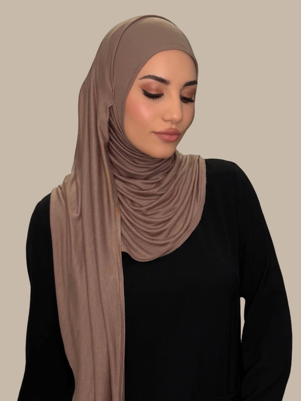 Pre-Sewn Jersey Hijab-Truffle
