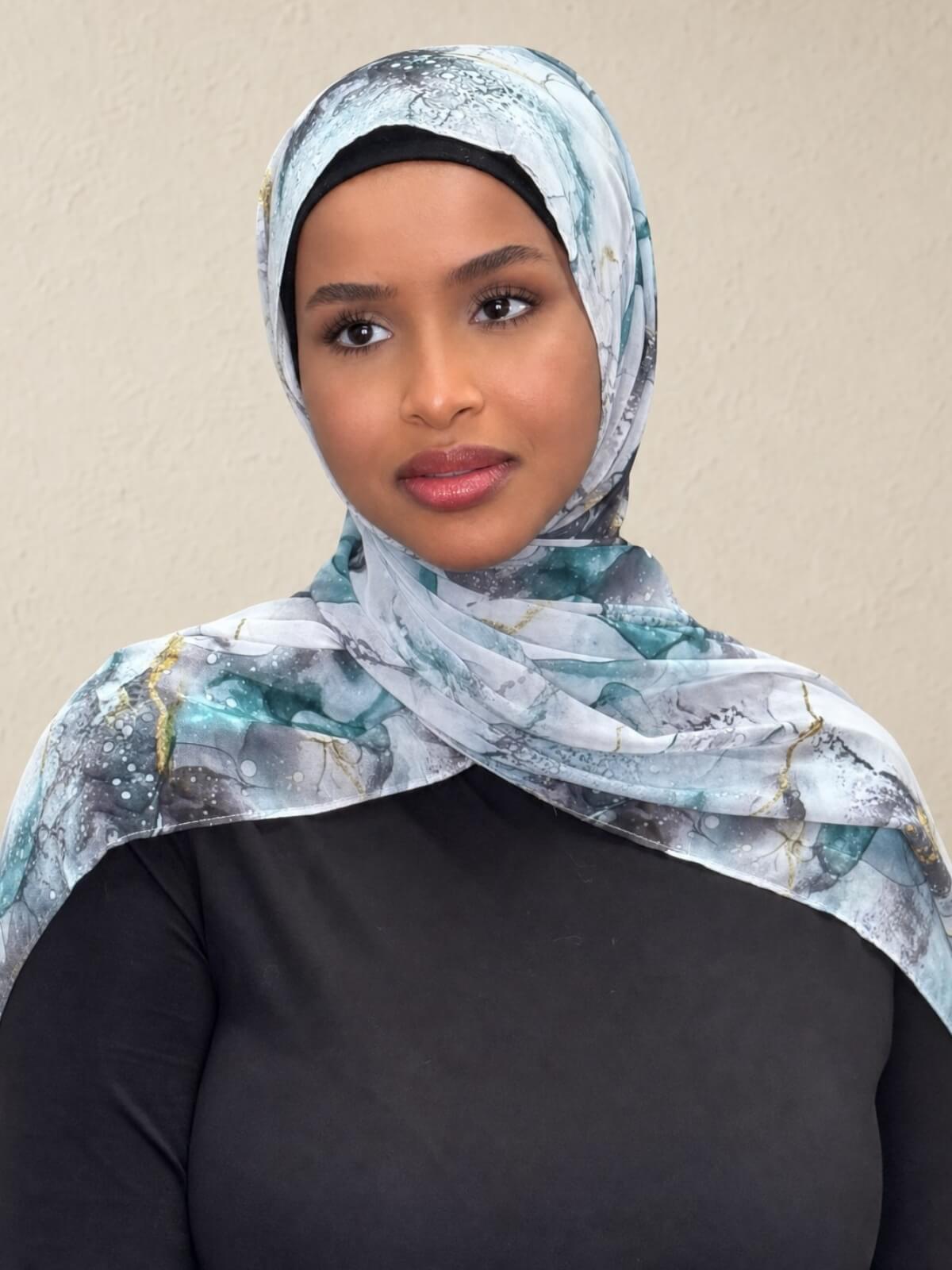 Printed Chiffon Hijab-Mystic Marble