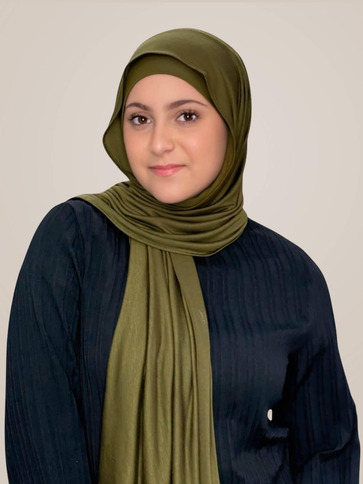 Modish Girl Premium Jersey Hijab-Olive Green