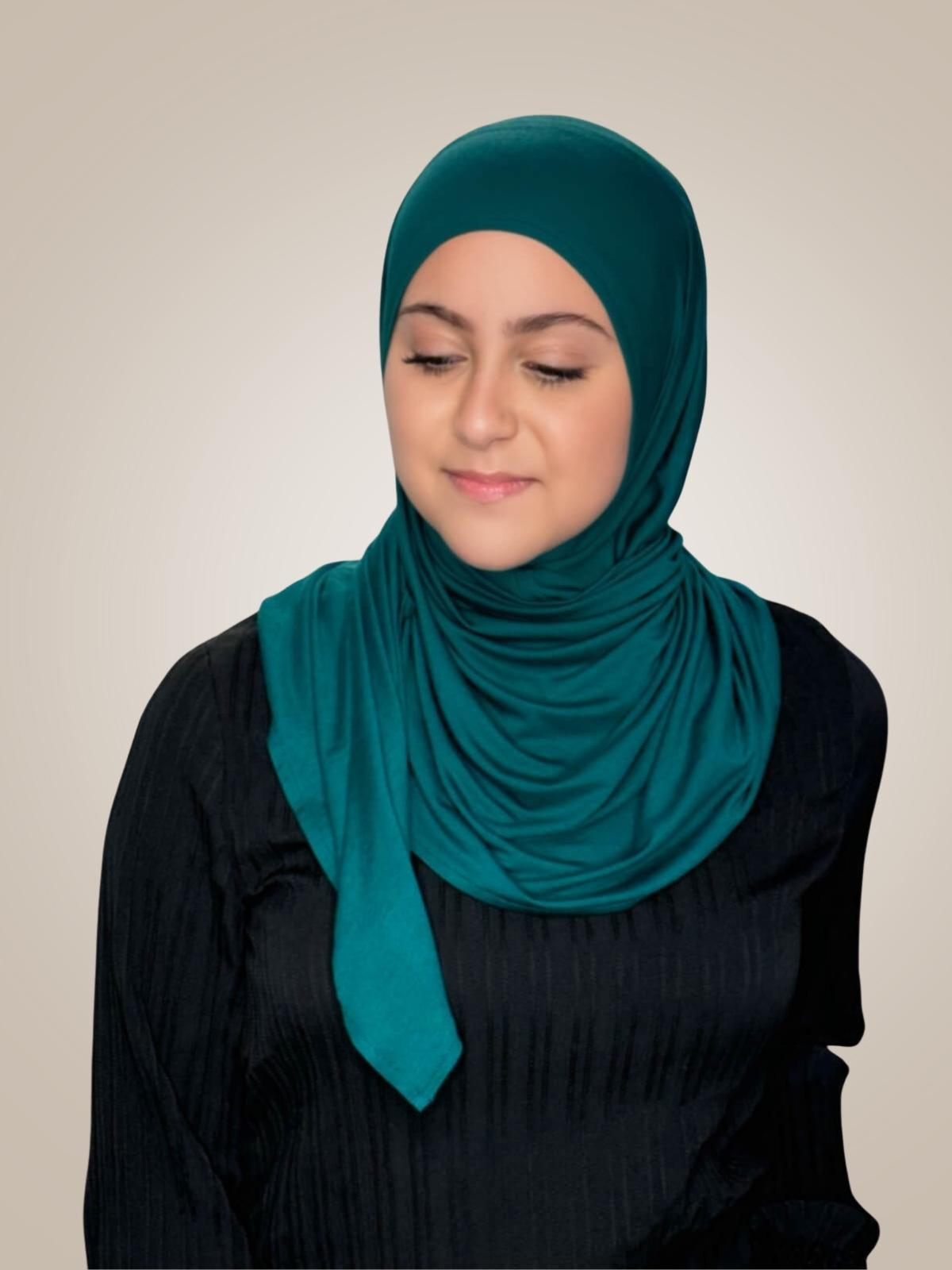 Modish Girl Pre-Sewn Jersey Hijab-Pine Green