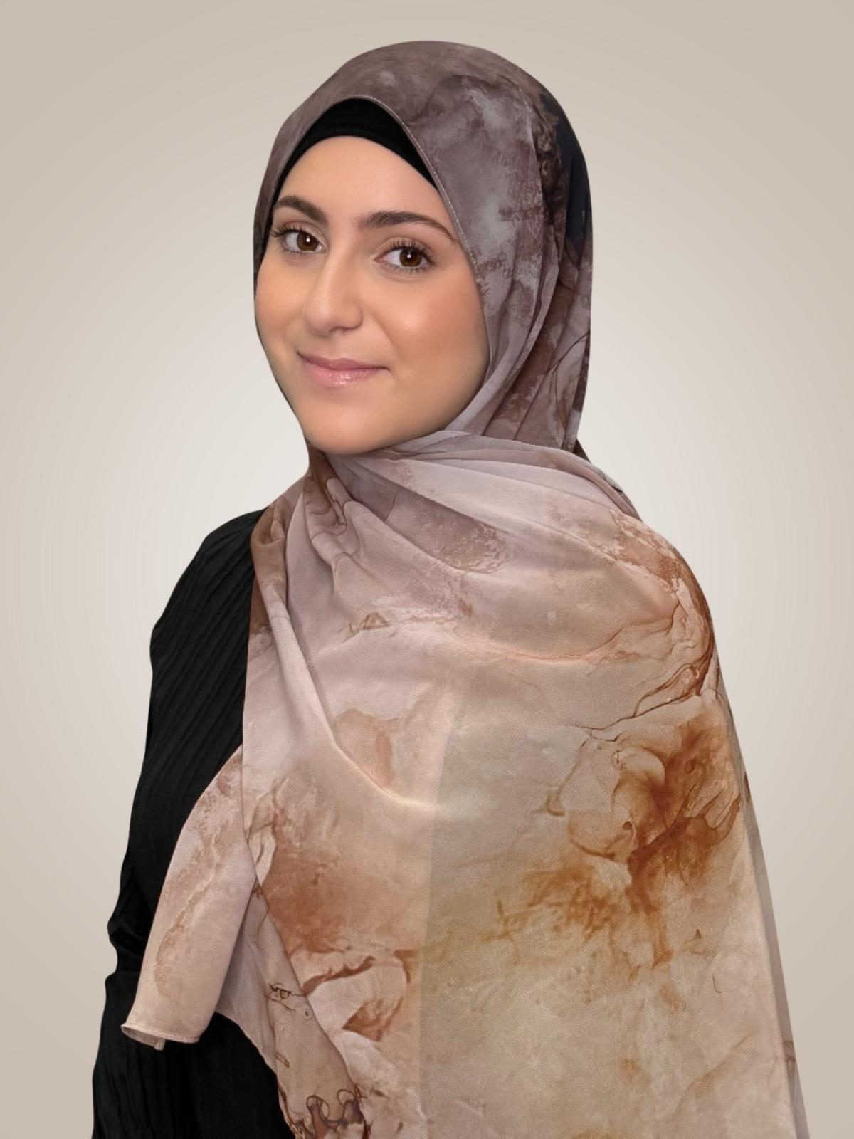Modish Girl Printed Chiffon Hijab- Desert Dust