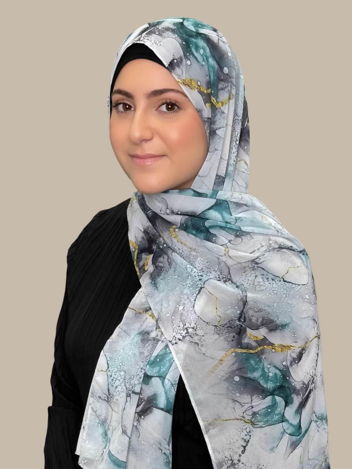 Modish Girl Printed Chiffon Hijab- Mystic Marble