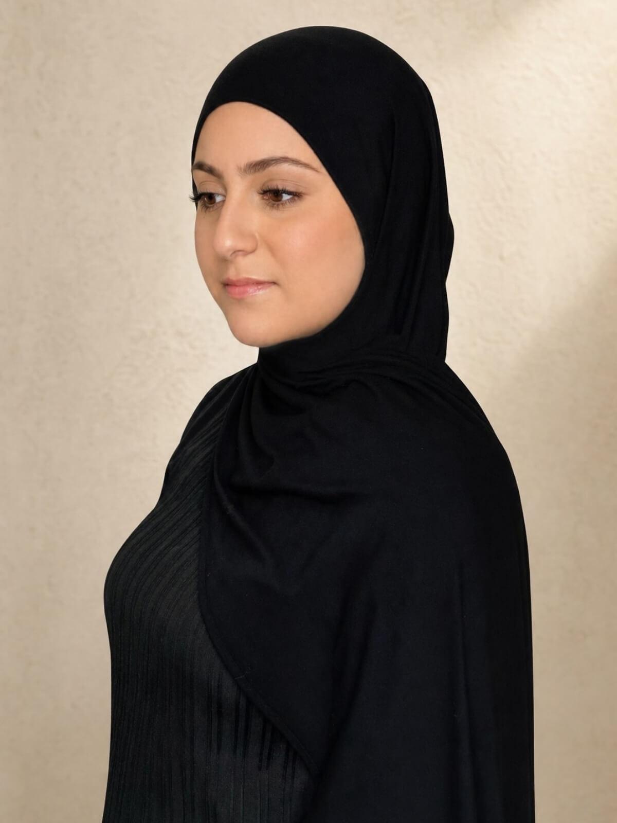 Modish Girl Pre-Sewn Jersey Hijab-Black