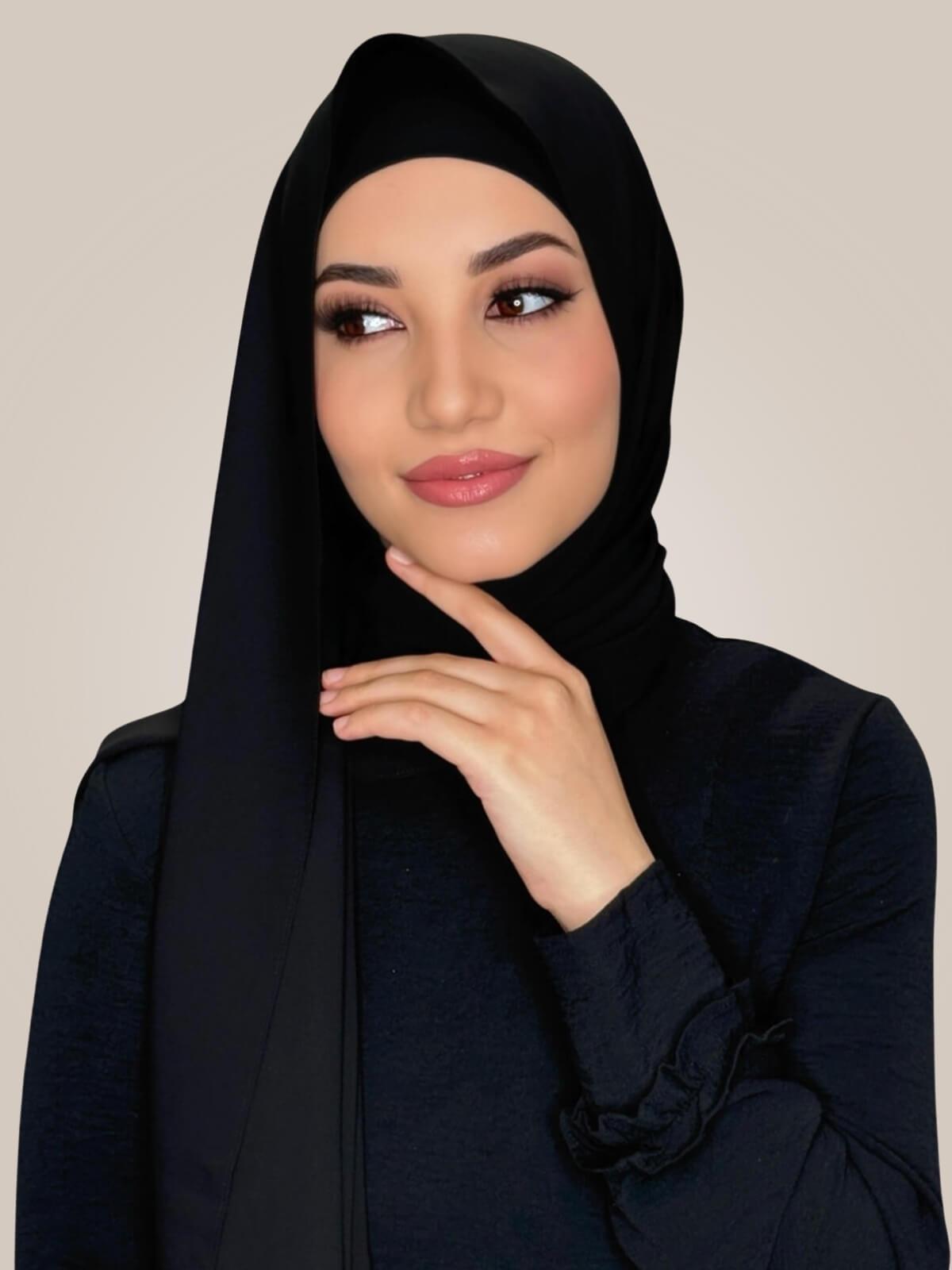 Matching Chiffon Hijab Set-Black