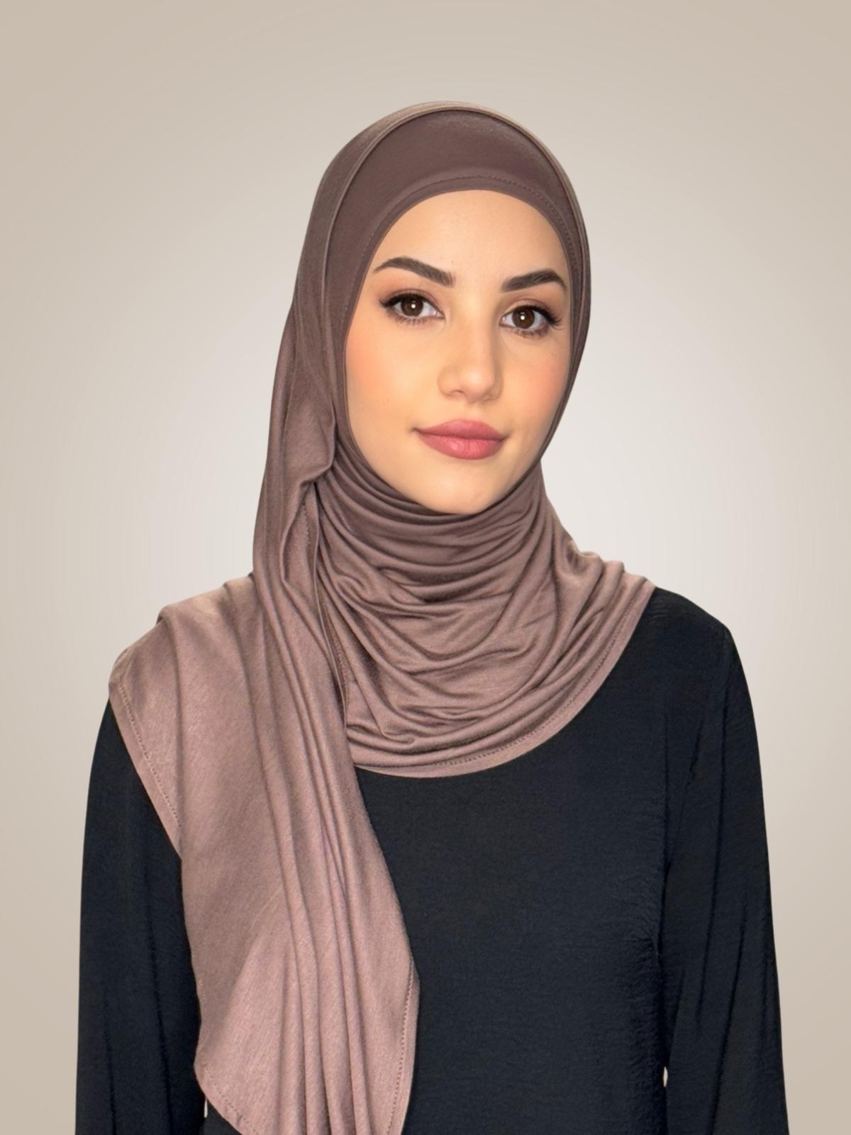 Pre-Sewn Jersey Hijab-Mocha Brown