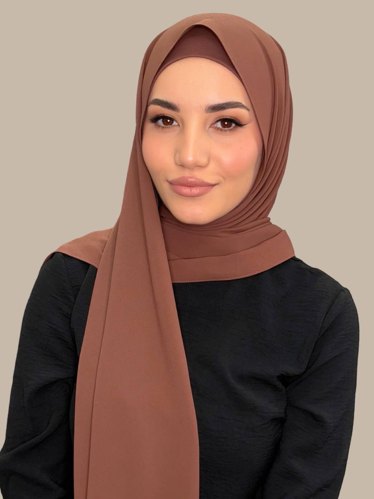 Matching Chiffon Hijab Set-Burnt Redwood