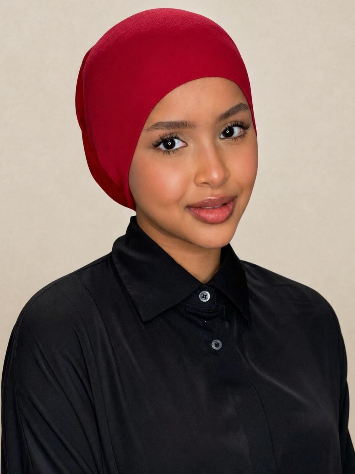 Premium Cotton Underscarf-Blood Red