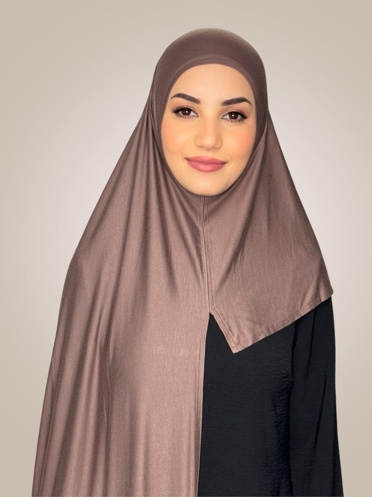 Pre-Sewn Jersey Hijab-Mocha Brown